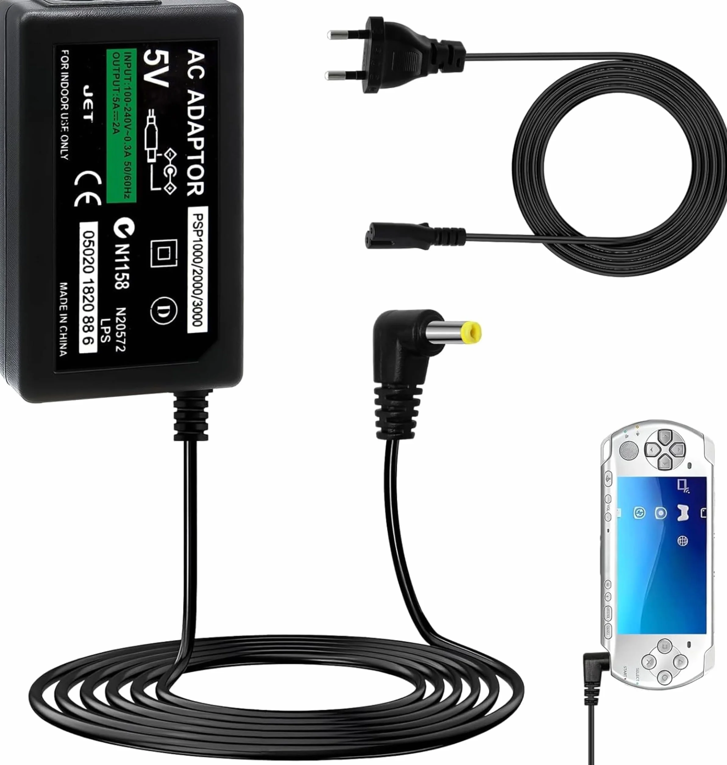 1X Caricatore Compatibile con Psp Alimentatore Compatibile con Console Sony PSP 1000/2000/3000 Charger Power Adapter