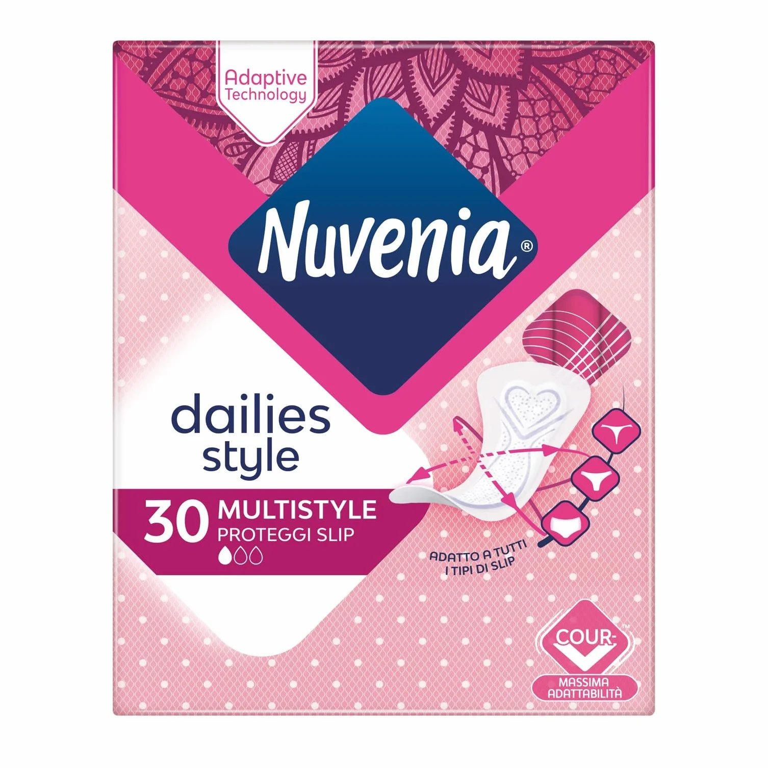 Nuvenia Proteggi Slip Multistyle Ripiegati Freschezza Quotidiana Massima Protezione Confezione 30 Salva Slip