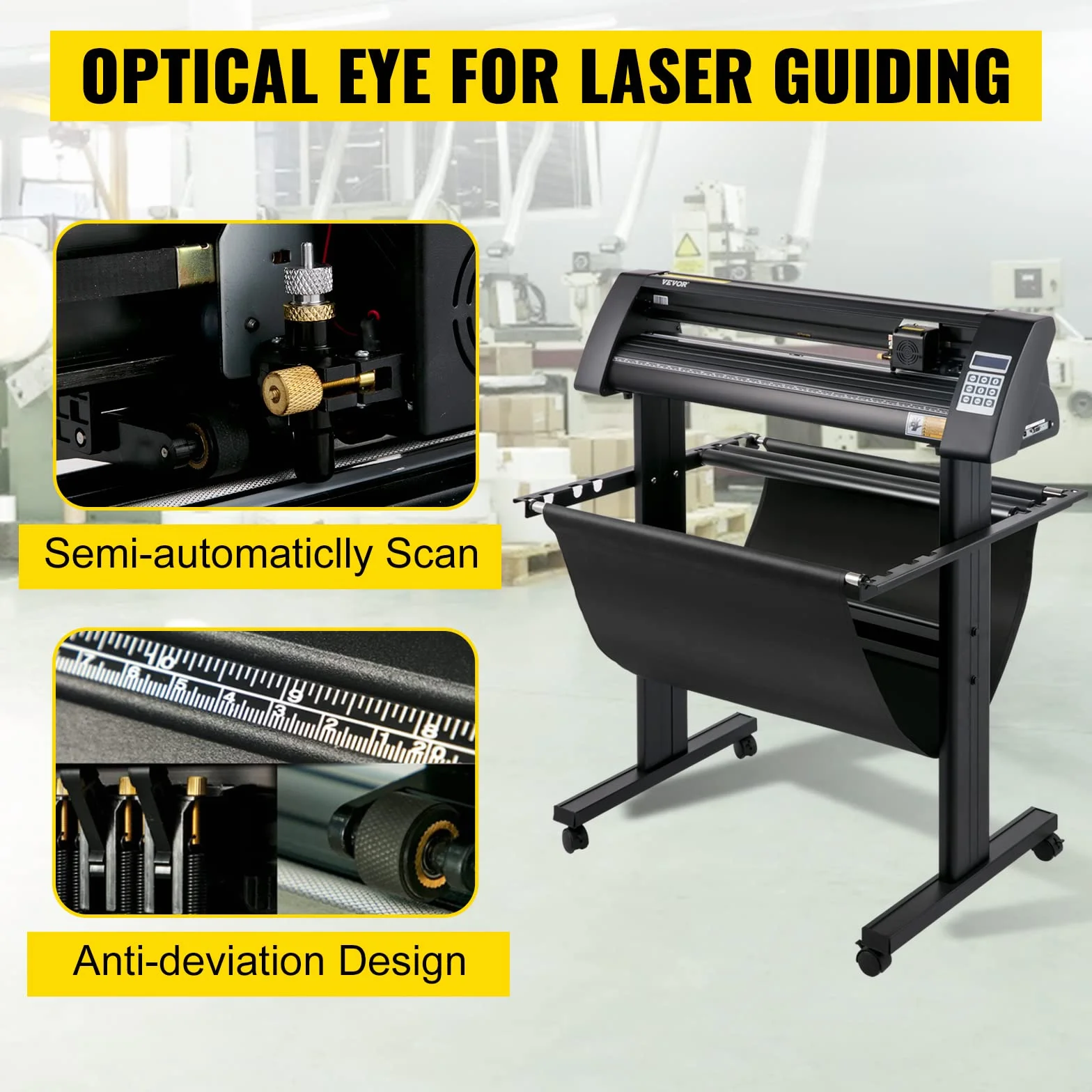 VEVOR Plotter da Taglio per Vinile Semiautomatico, Modello KH-870A 870 mm 95 W Taglierina per Plotter Vinile Flexi con Display LED per Adesivi per Auto, Segnali Stradali, Palloncini, Caschi, ecc.