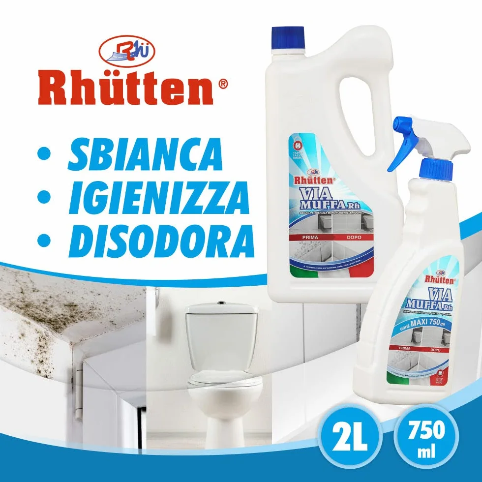Via Muffa Rh Sbiancante Igienizzante Pareti Guarnizioni Sanitari Fughe Piastrelle 750ml