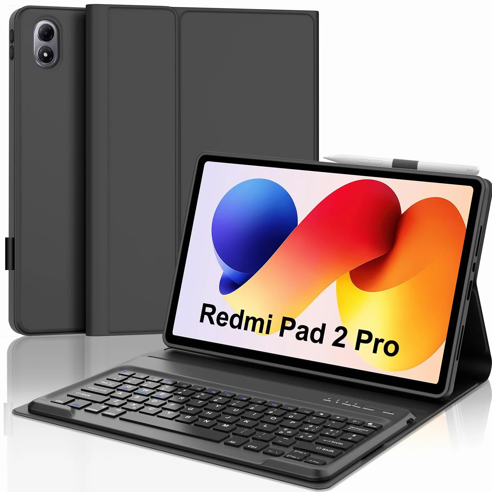 JADEMALL Custodia Tastiera per Redmi Pad 2 Pro 12.1" 2025, Italiana QWERTY Tastiera Wireless Bluetooth Magnetica Staccabile per Tablet Xiaomi Redmi Pad 2 Pro 12.1" 2025, Nero