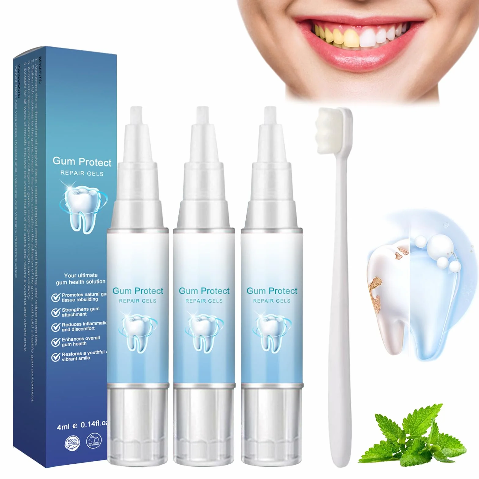 Gel per Terapia Gengivale 3 Pezzi con Scudo Gengivale - Pulizia Profonda Delle Macchie Dei Denti e Del Tartaro