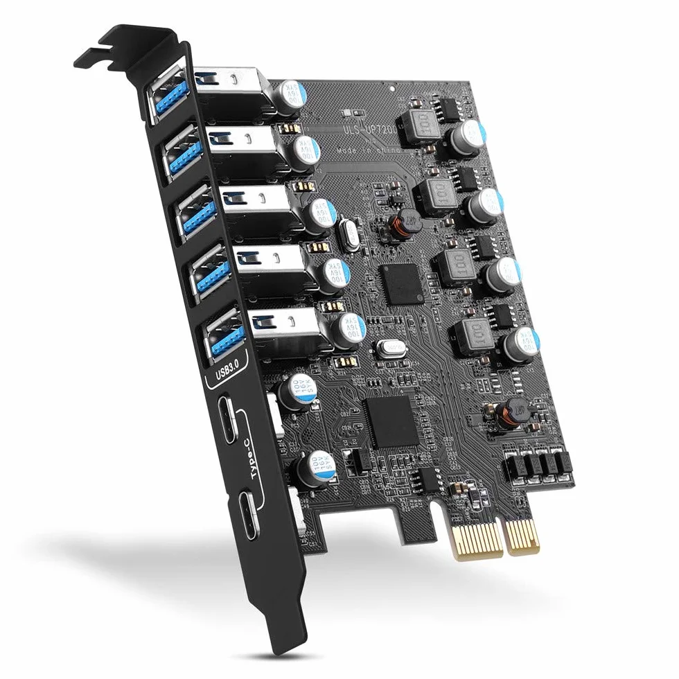 Scheda PCIe USB 3.0 (USB 3.2 Gen 1) da 7 Porte 5 Gbps per Computer Windows e Mac