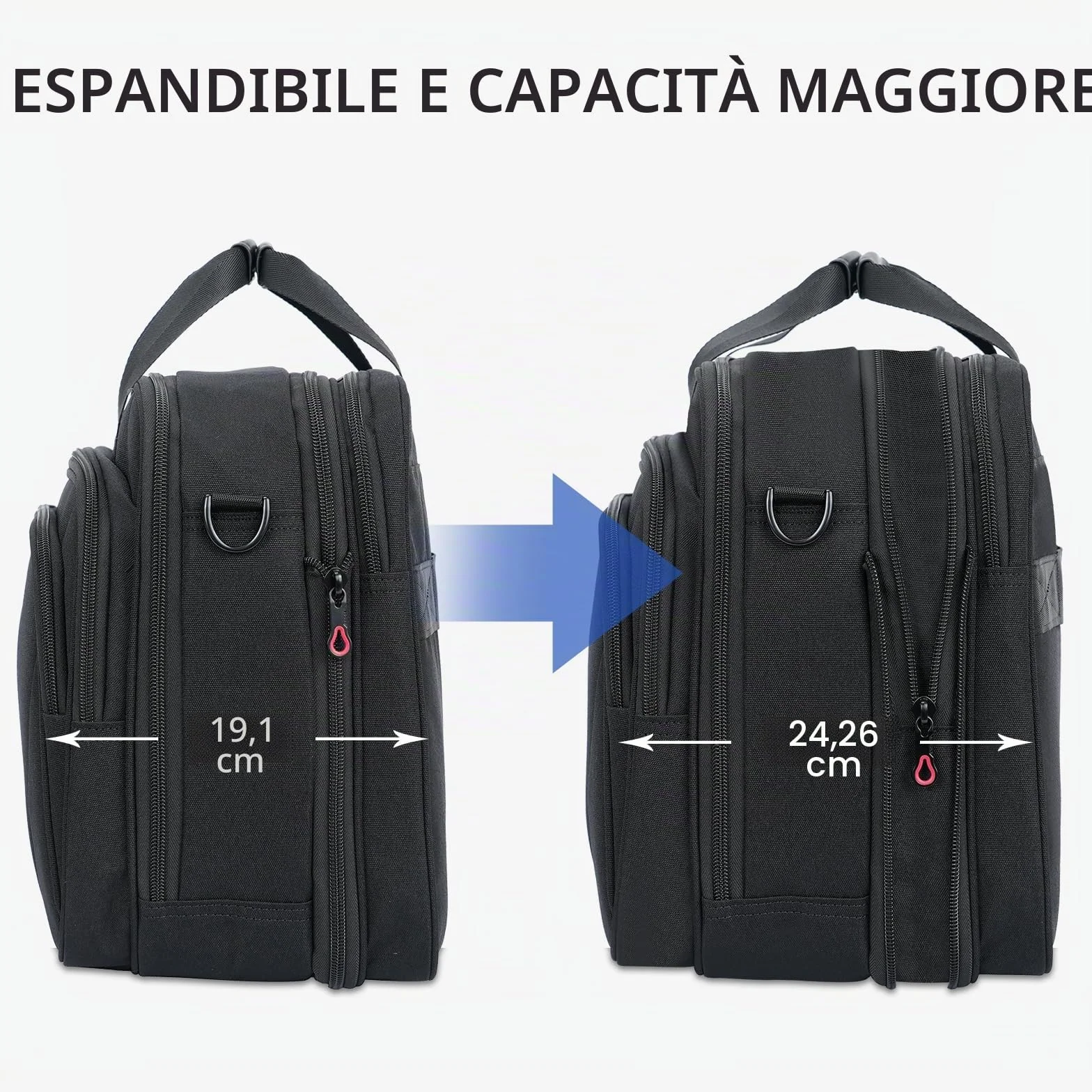 KROSER Borsa per Laptop Cartella per Laptop Premium Adatto per Laptop fino a 17,3 Pollici Borsa a Tracolla Espandibile a Tracolla Borsa per Computer per Viaggi/Affari/Scuola/Uomini/Donne-Nero