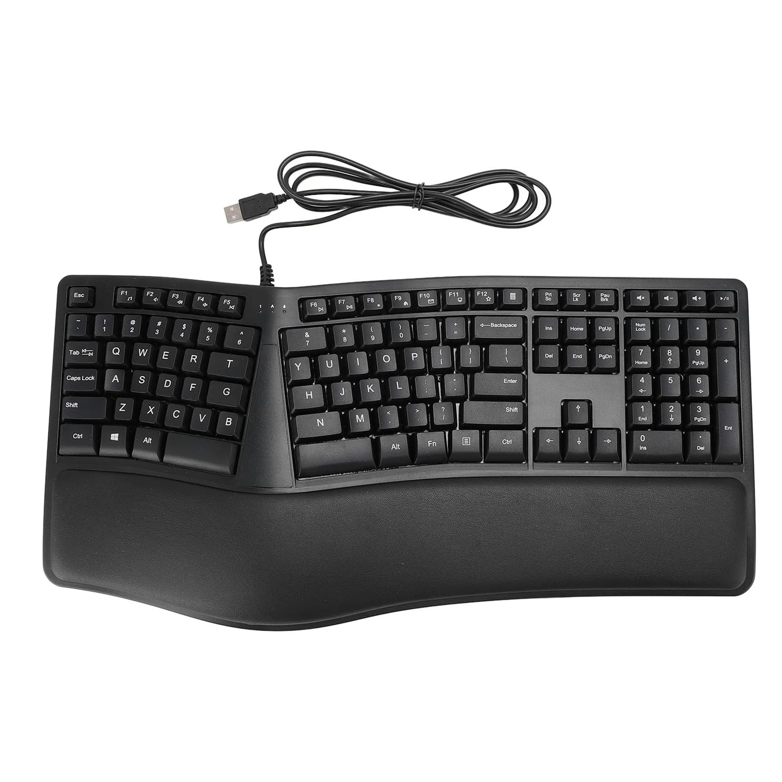 Tastiera Ergonomica Divisa, Tastiera per Computer USB 2.0 Cablata con 110 Tasti e Design Silenzioso, con Poggiapolsi Ad per PC Portatile, comodità di Digitazione in Ufficio