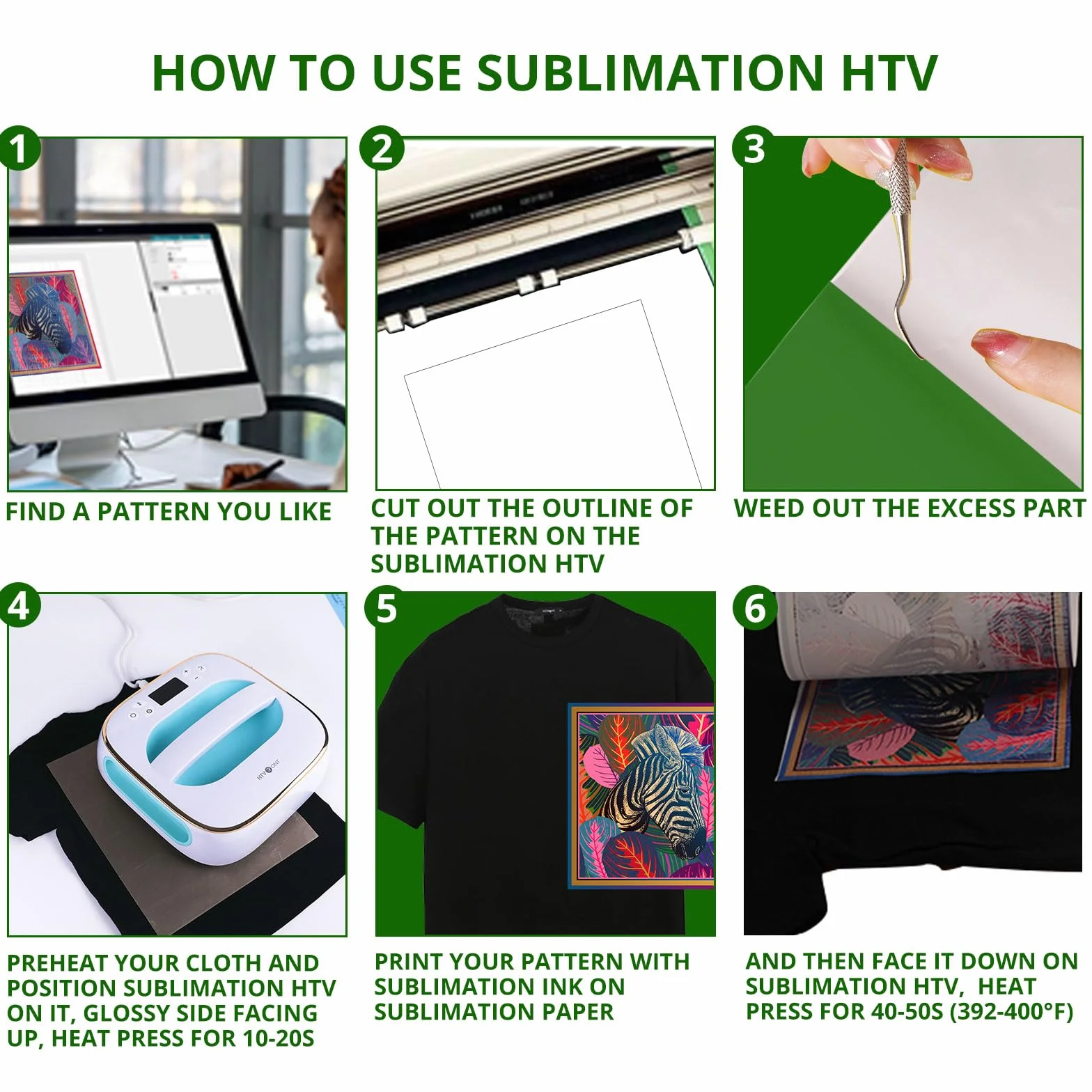 HTVRONT Sublimazione HTV per tessuto scuro/chiaro - Vinile a sublimazione lucido 30,5 x 30,5 m per magliette - Lavora insieme con carta a sublimazione Stampa a sublimazione InkHeat