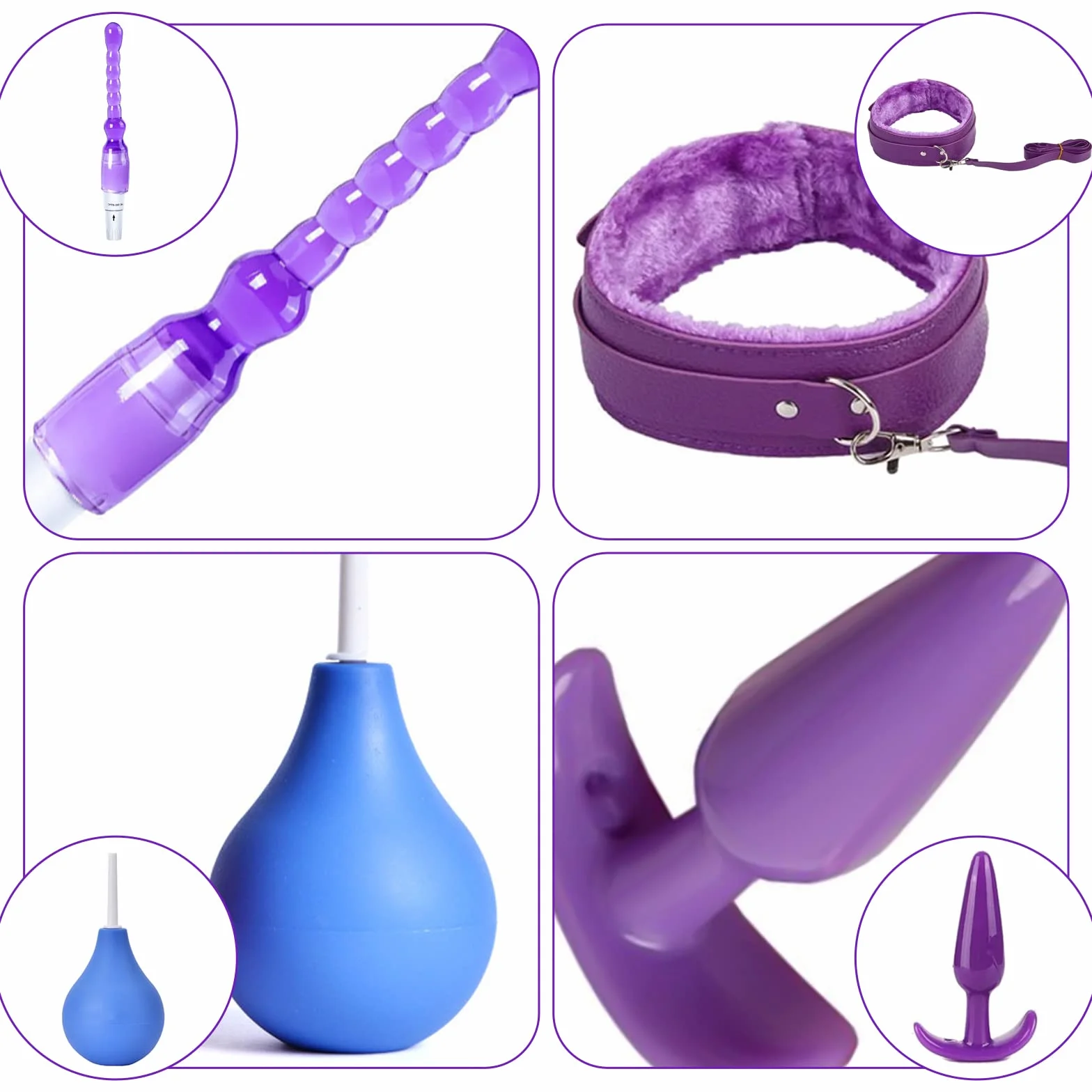 Qoosea 15 Pezzi Bondage Kit SM Set Erotico Giocattoli Sessuali BDSM Manette per Principianti e Esperti Viola