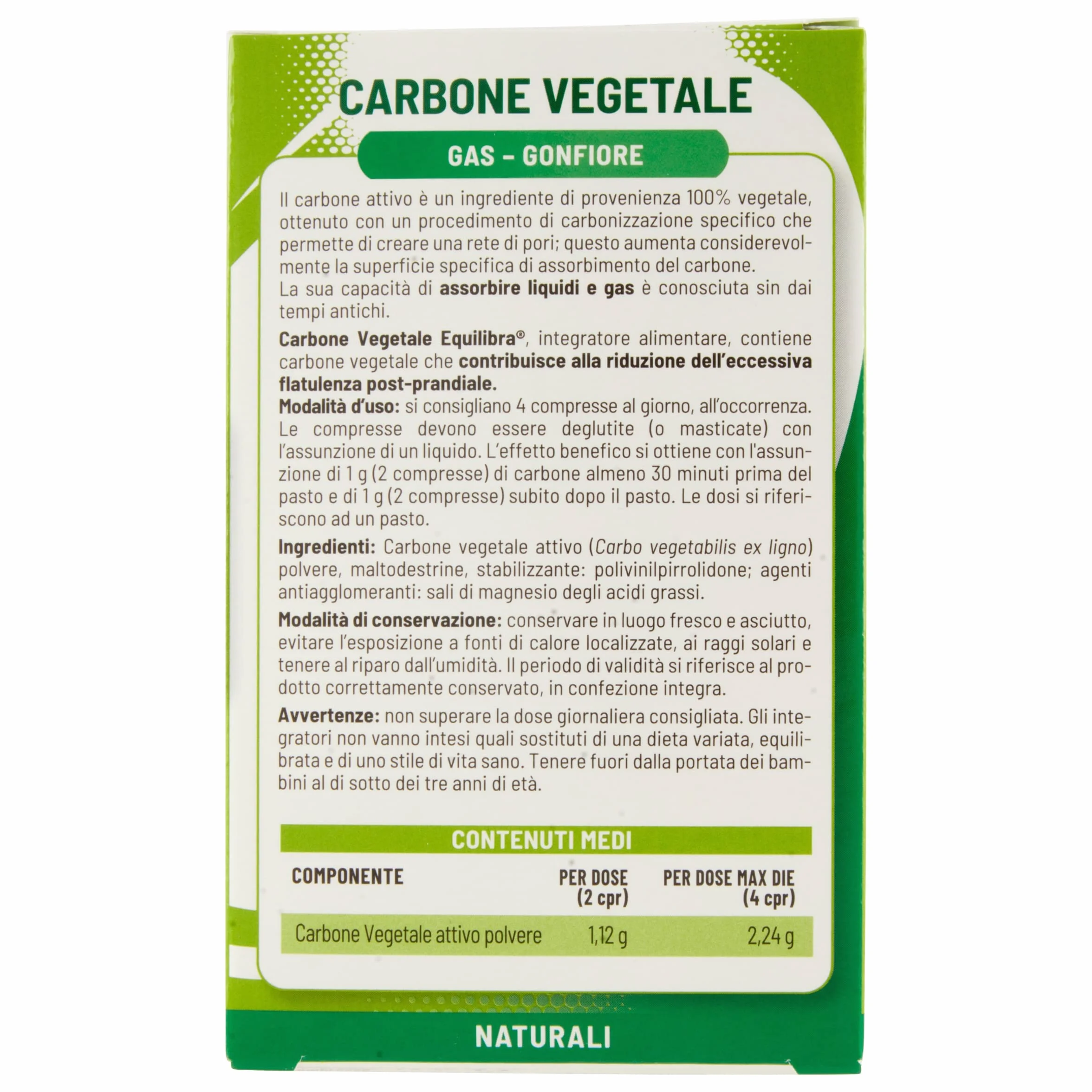equilibra Integratore Carbone Vegetale 50 Compresse