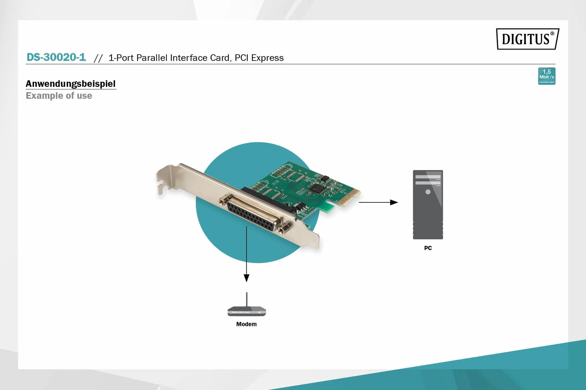 Digitus DS30020 Scheda PCI-Express con 1 Porta Parallela, 25 Poli