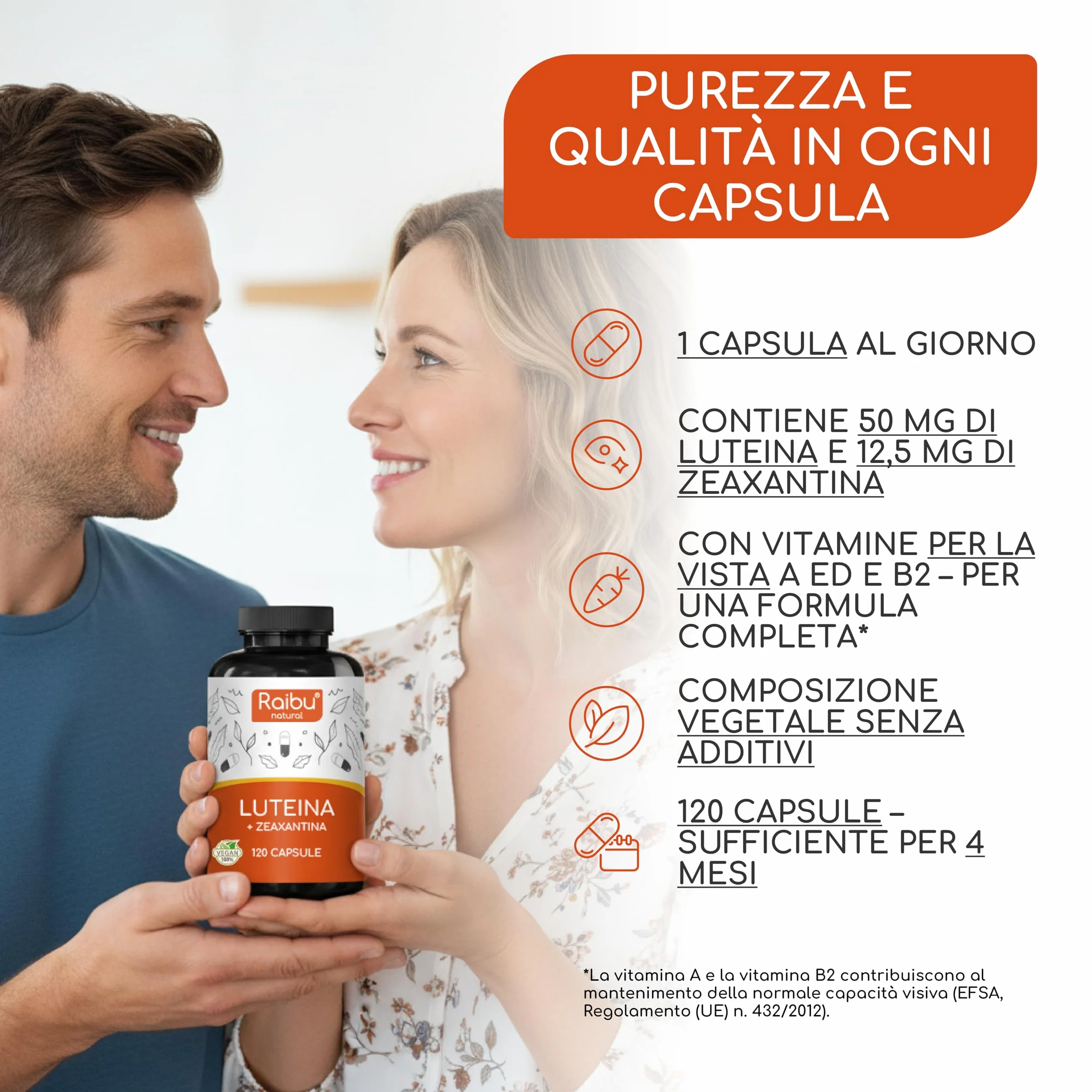 Integratore Occhi Luteina Zeaxantina 50 mg 12,5 mg Vitamina A B2 Calendula 4 Mesi