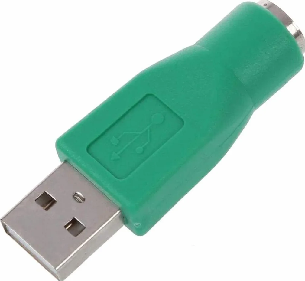 Adattatore da spina a presa USB da 2 pezzi Convertitore da PS / 2 a USB sostitutivo per vecchia tastiera-presa verde e adattatore per spinaUtile e attraente.