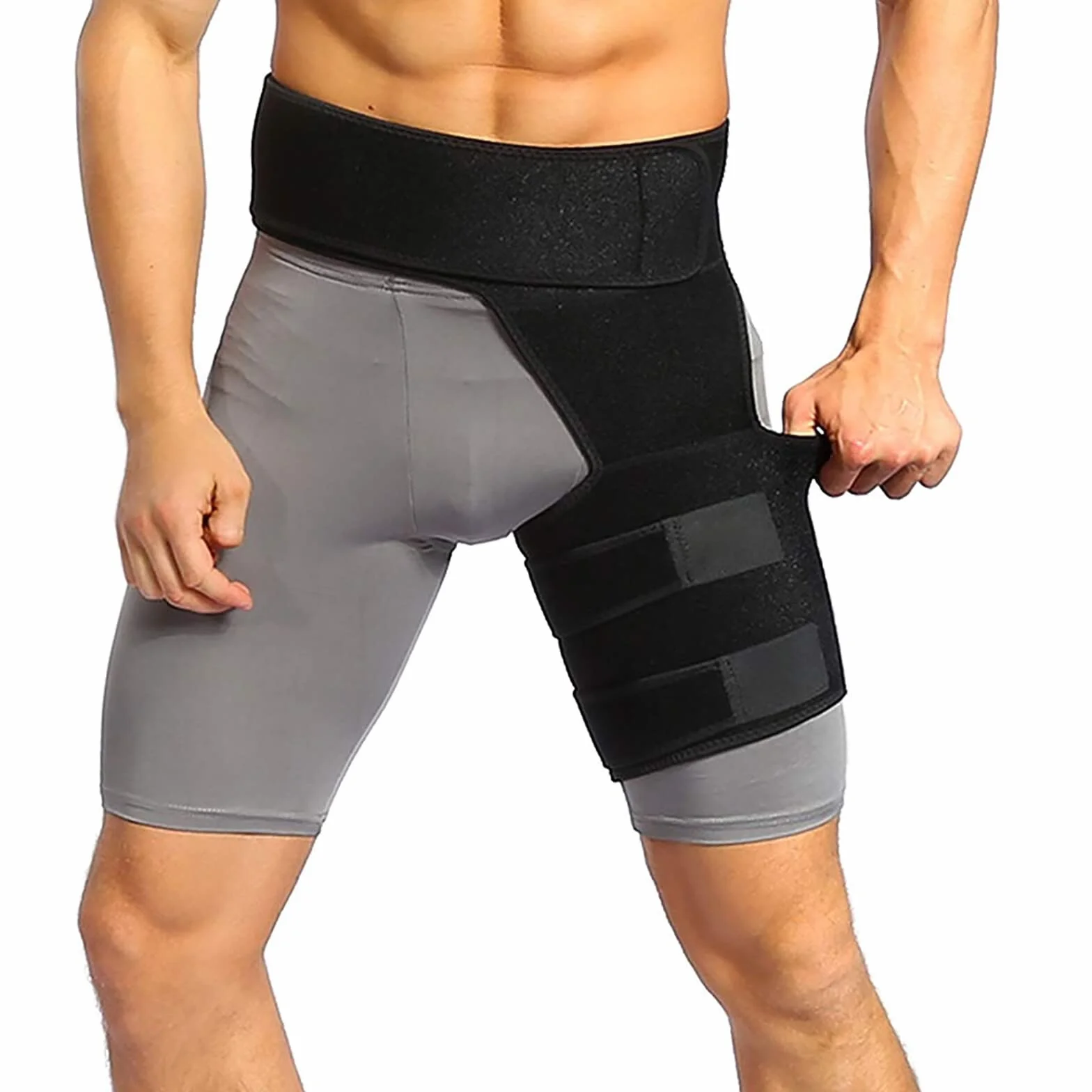 Tutore dell'anca per compressione coscia sollievo sciatica supporto gambe Manicotto avvolgente fianchi muscolari stabilizzatori