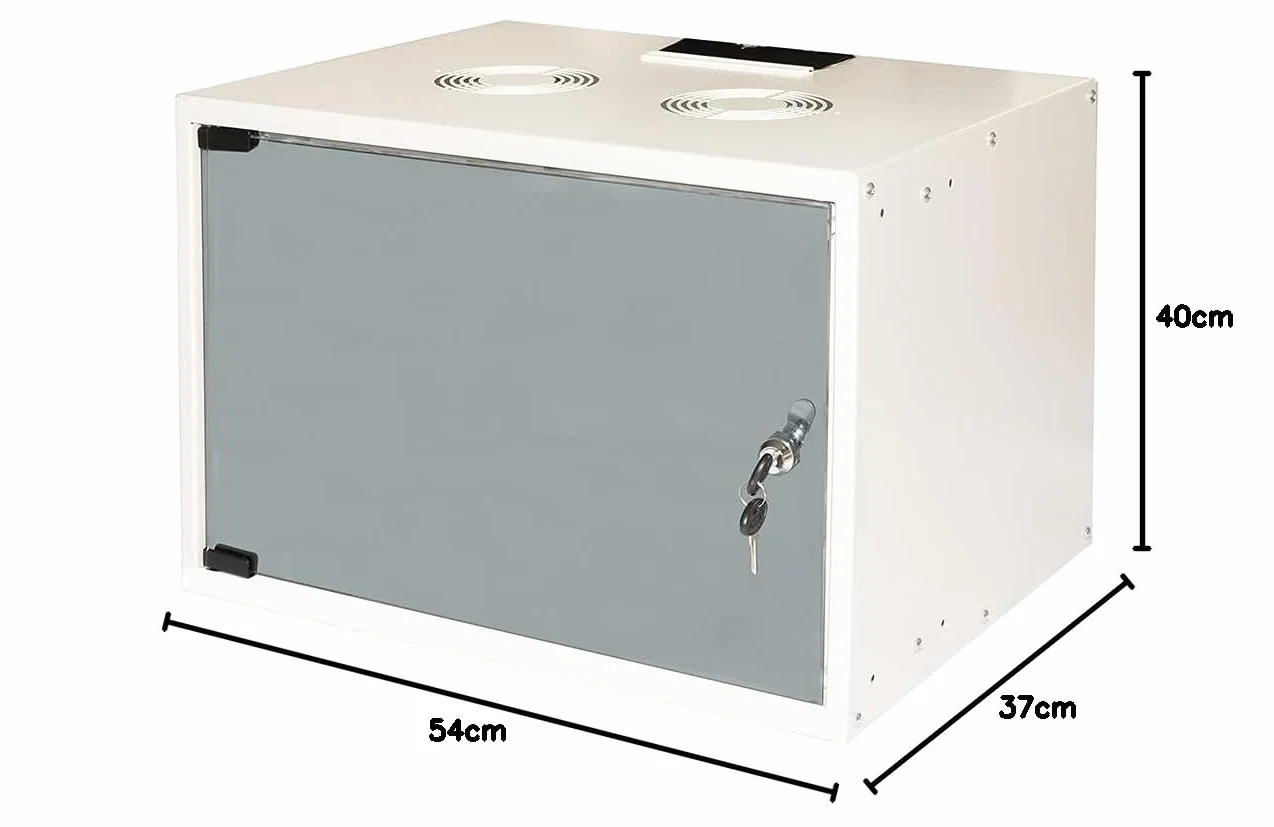 LINK armadio rack 19" LK1907U40E disassemblato 6 unità da muro dimensioni 54x30x37 cm colore grigio porta a vetro temperato con chiusura a chiave capacità di carico 40 kg 1 unità