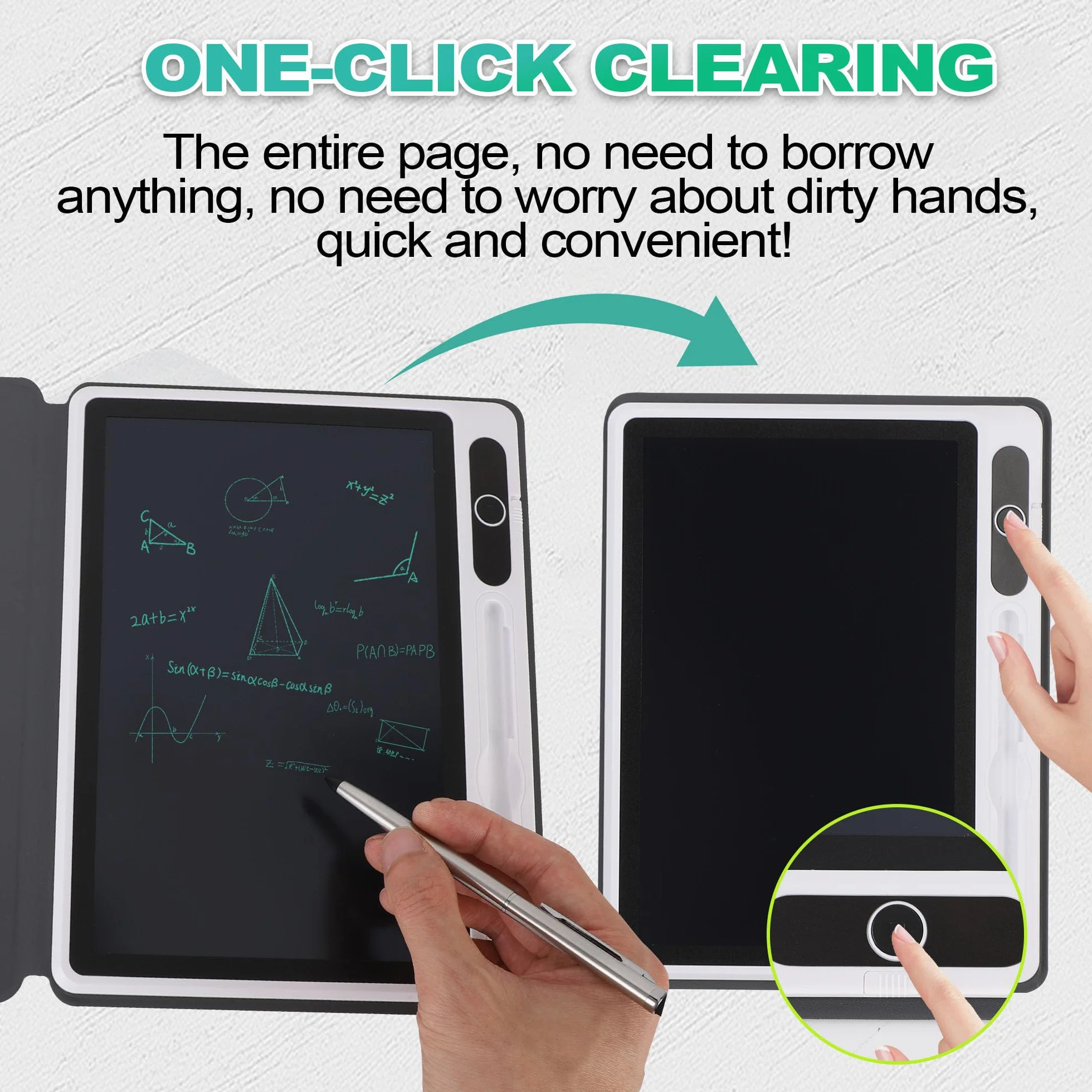 Blocco Note Elettronico LCD 9 Pollici, Tablet da Disegno Digitale con Custodia USB Nero