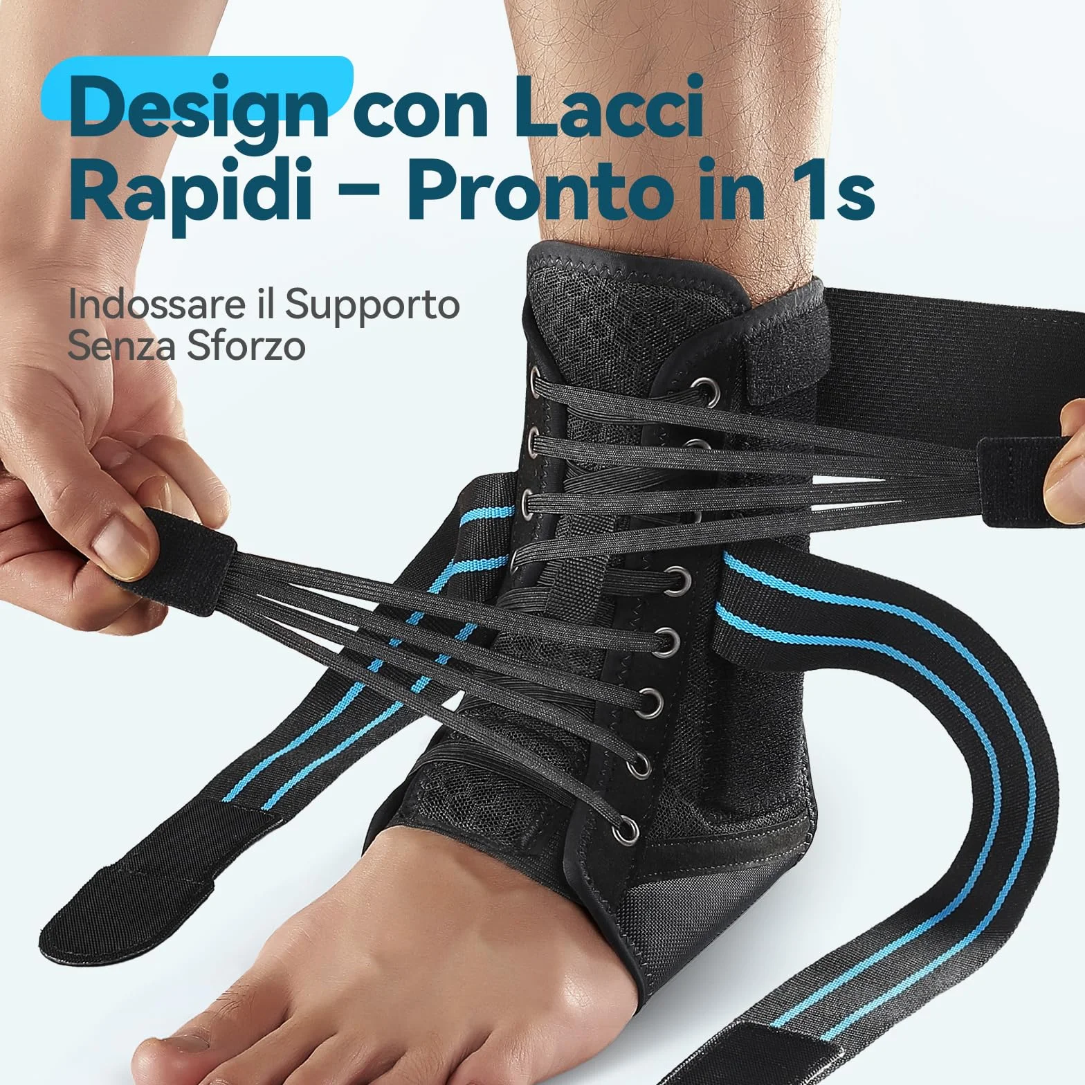 AGPTEK Tutore Caviglia con Piastre Staccabili, Cavigliera Sportiva Regolabile per Distorsione, Tendinite d'Achille (L)