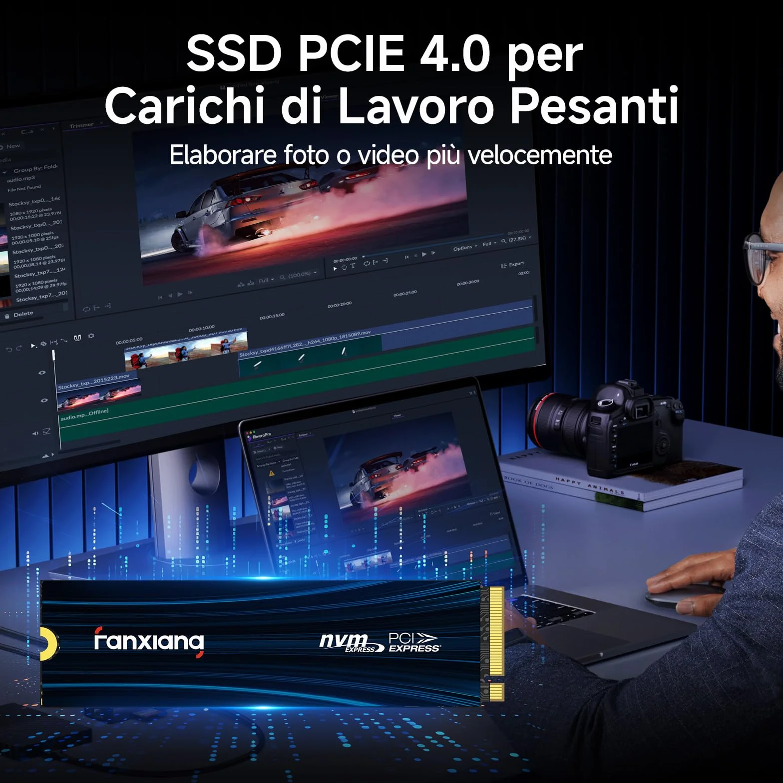 fanxiang SSD 1TB NVMe M.2 PCIe Gen4x4 - fino a 7100 MB/s - SSD Interno 1TB - Unità a Stato Solido Compatibile con PC, Laptop per Gamer e Professionisti - S880E