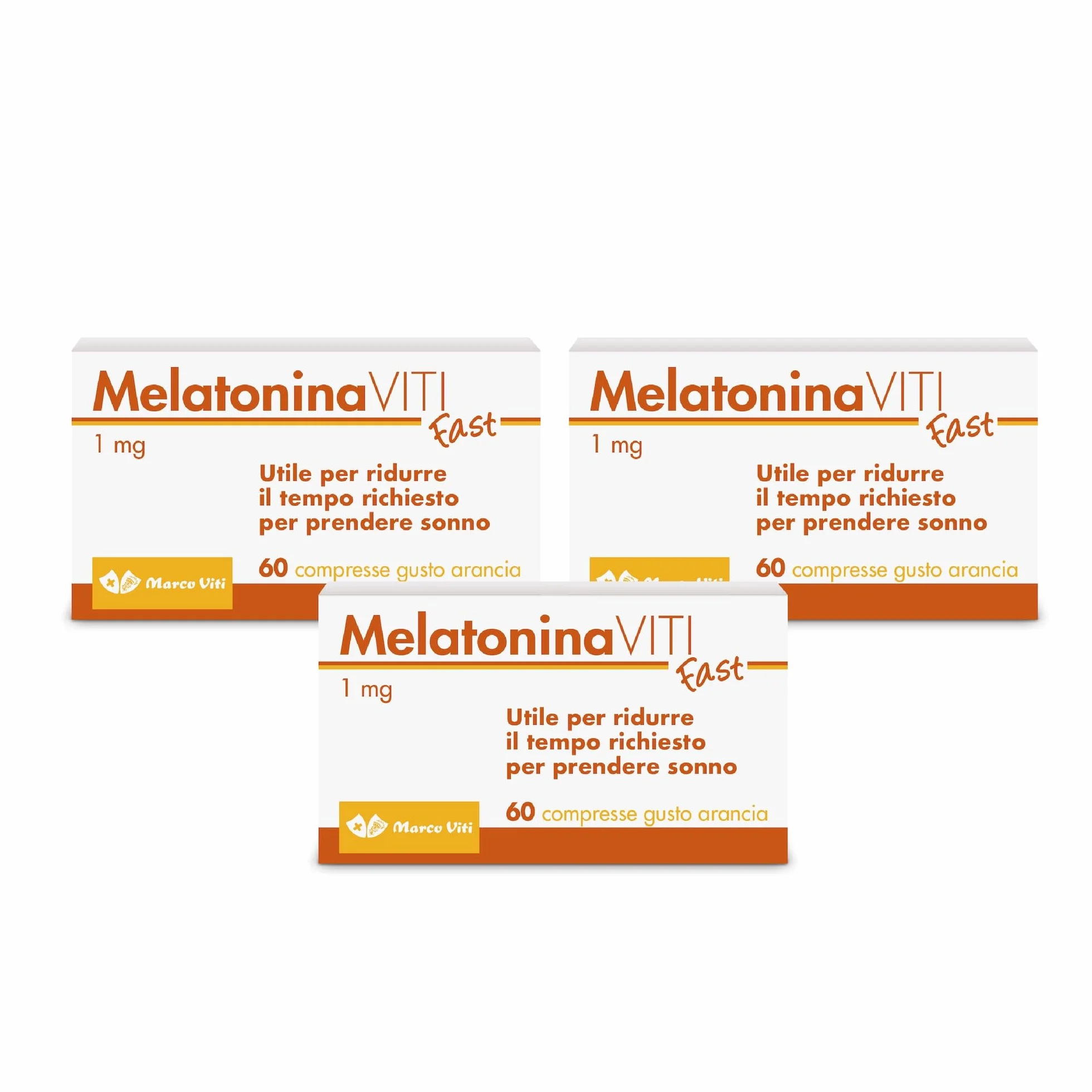 Melatonina Viti 1 mg 3x60 Compresse Gusto Arancia Integratore Sonno Senza Glutine