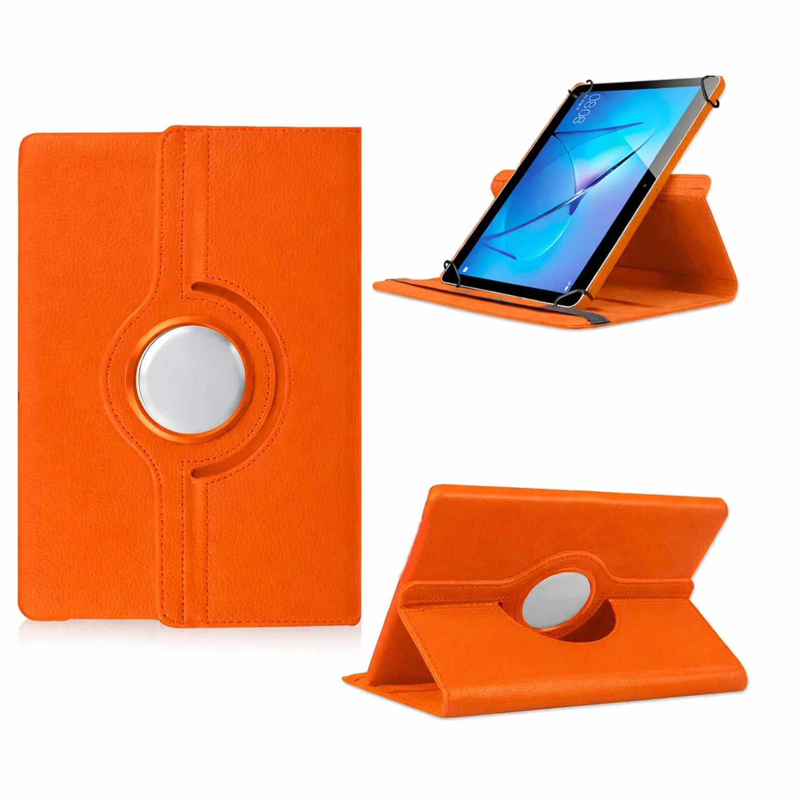 Custodia protettiva adatta per Samsung Galaxy Tab A7 SM-T500 SM-T505 SM-T510 Tablet Tutti i dispositivi da 10 a 10,4 – 11 pollici, con funzione leggio a 360 gradi, colore: arancione