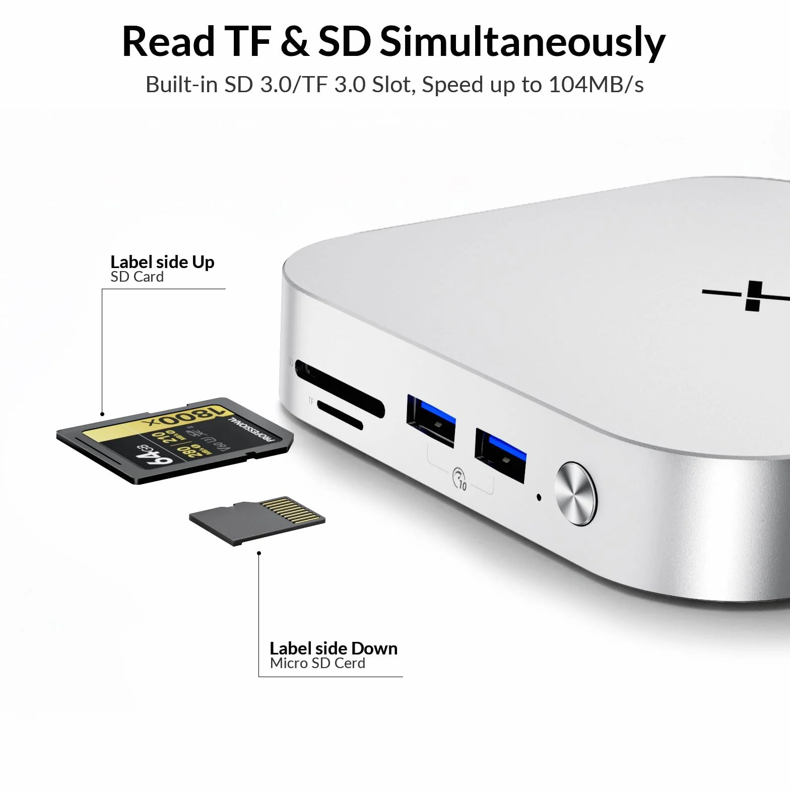 iDsonix Dock Mac mini M4 con alloggiamento SSD M.2 NVMe/SATA, 2 x USB-A 10 Gbps, 2 x USB-A 5 Gbps, slot per schede TF/SD, connettore audio da 3,5 mm, docking station per Mac mini M4/M4 Pro - M4D1