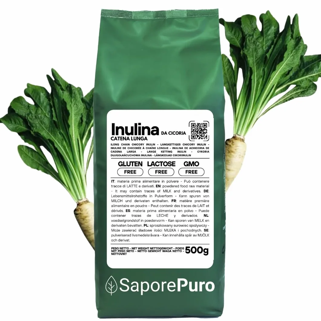 SaporePuro Inulina da cicoria 500 gr Fibra alimentare radici di cicoria