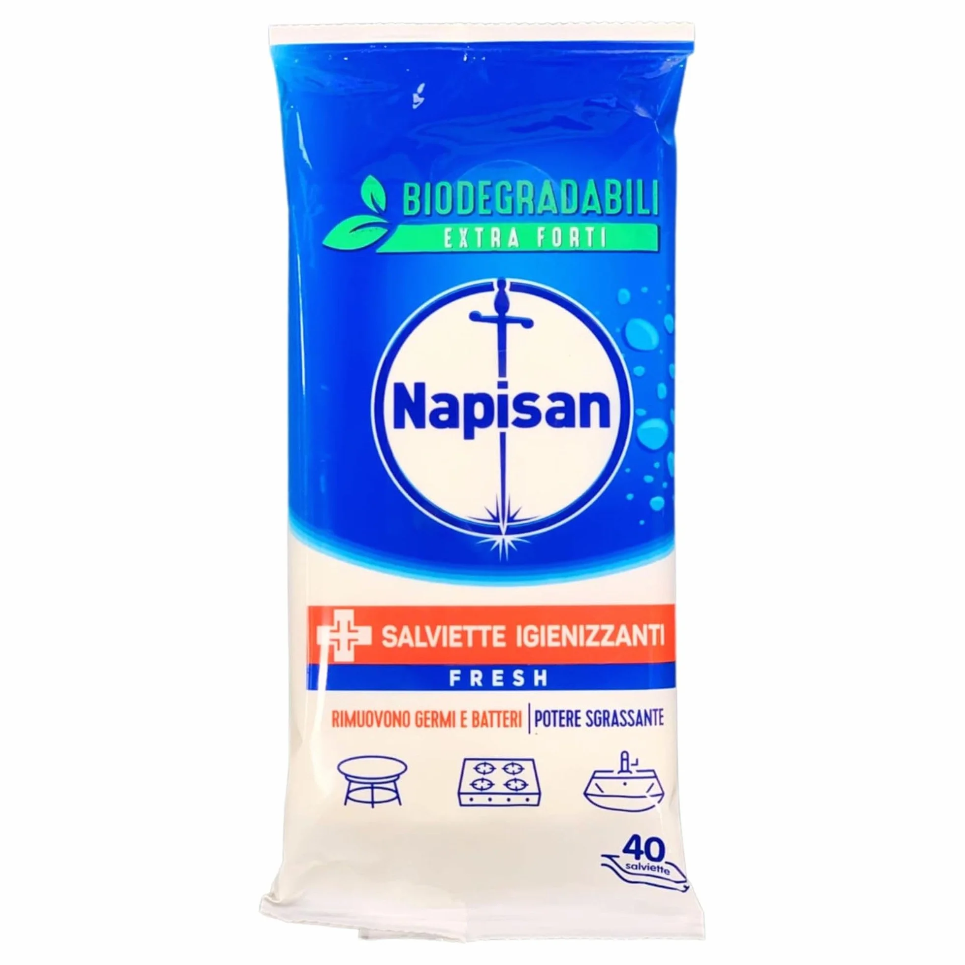 Salviette Igienizzanti Multiuso Biodegradabili Extra Forti 40 Pezzi (4 Confezioni)