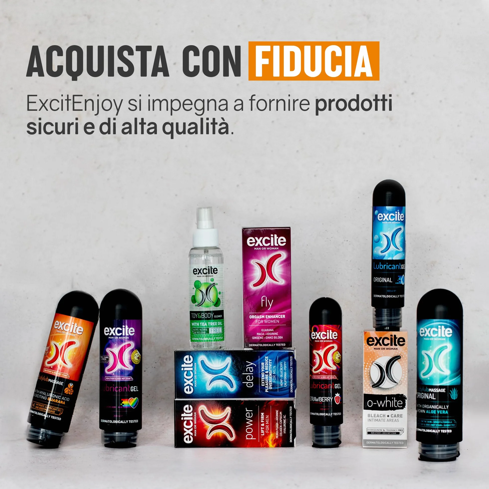 Excite Lubrificante Intimo all'Acqua con Guaranà e Acido Ialuronico 2 in 1 Gel Riscaldante per Massaggi Vegano 200ml