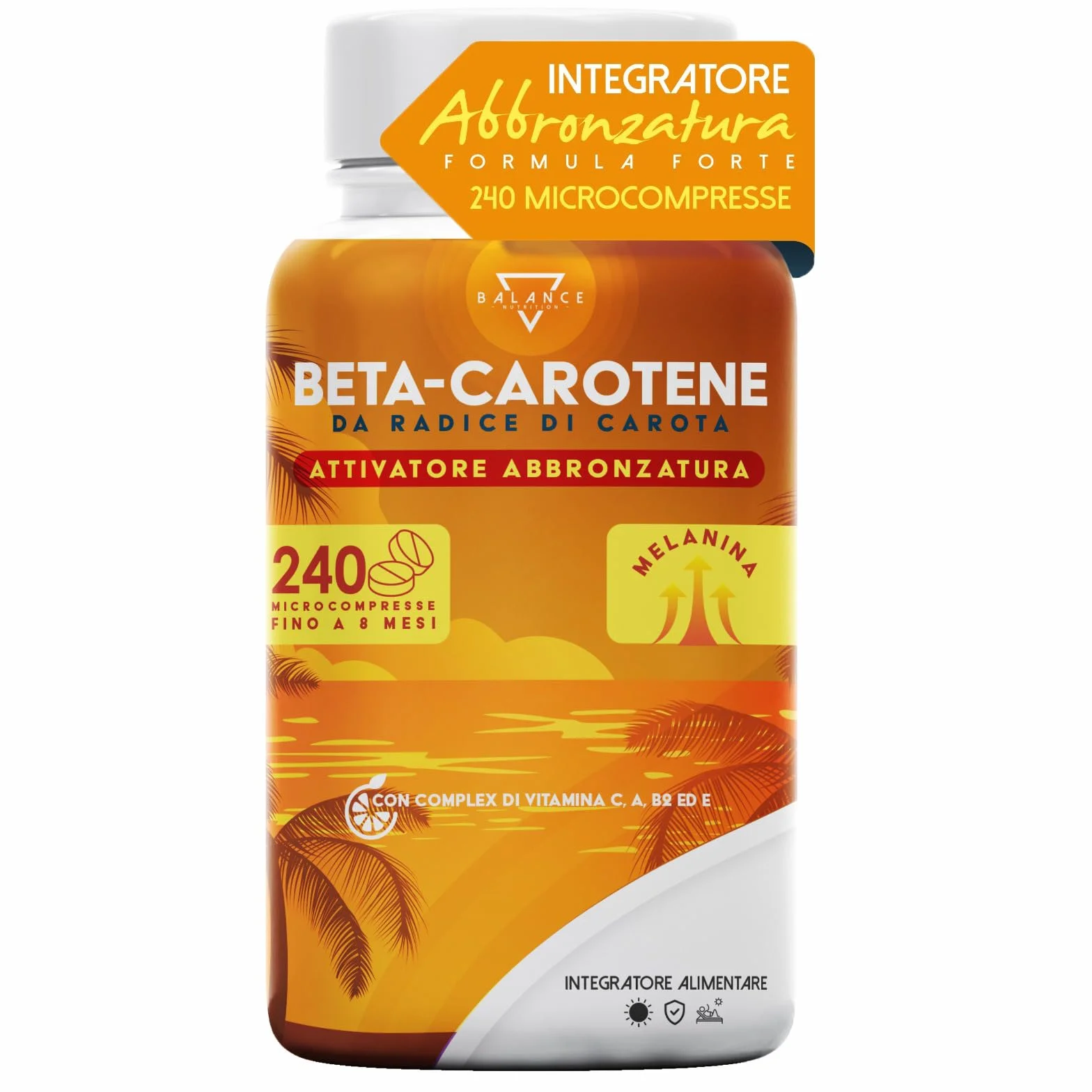 BETACAROTENE ABBRONZATURA FORTE 240 Compresse Integratore Melanina Naturale Made in Italy