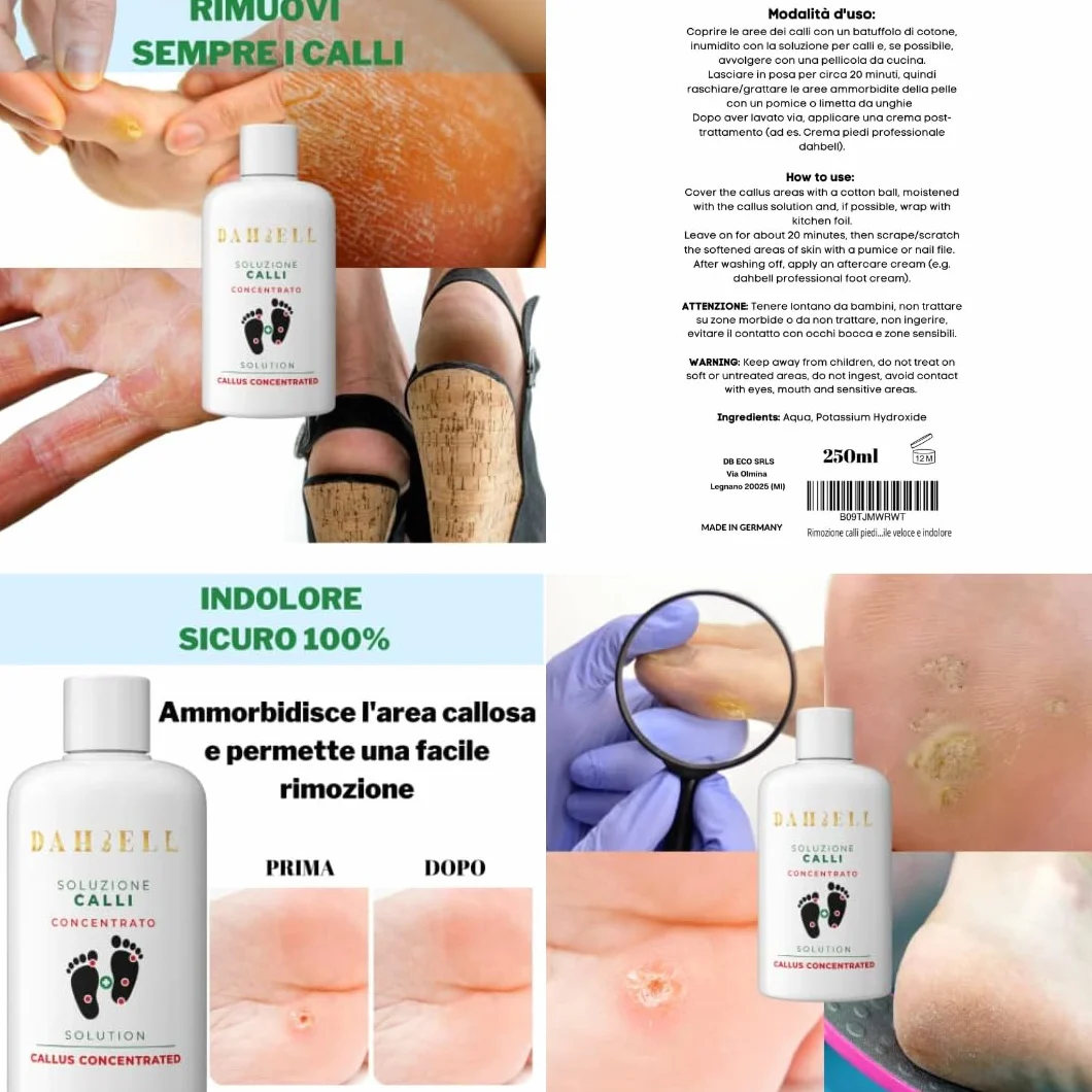 Callifugo Liquido Rimozione Calli Duroni Piedi Secchi Screpolati Dahbell