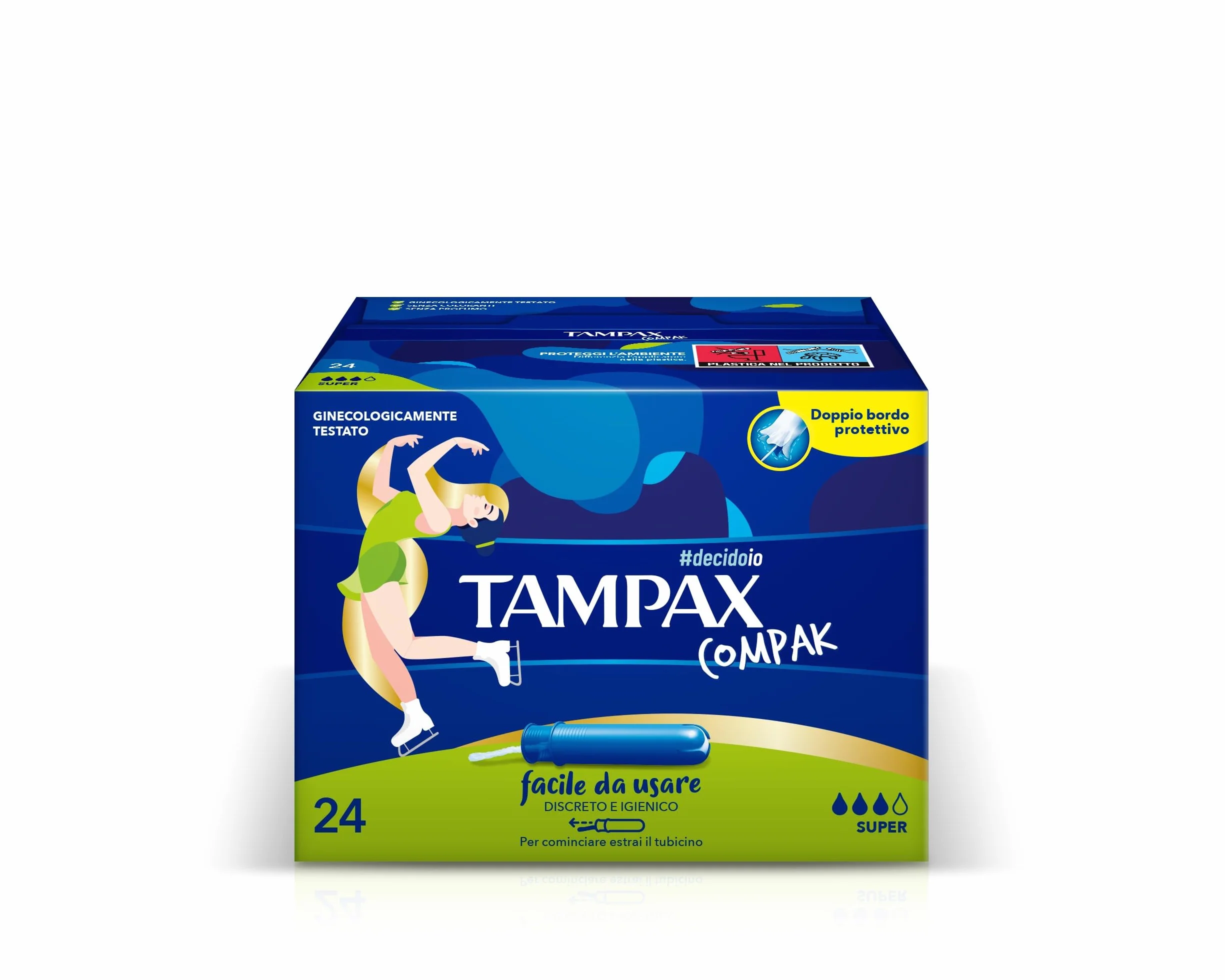 TAMPAX COMPAK super 24 Assorbenti Interni Tascabili con Applicatore in Plastica