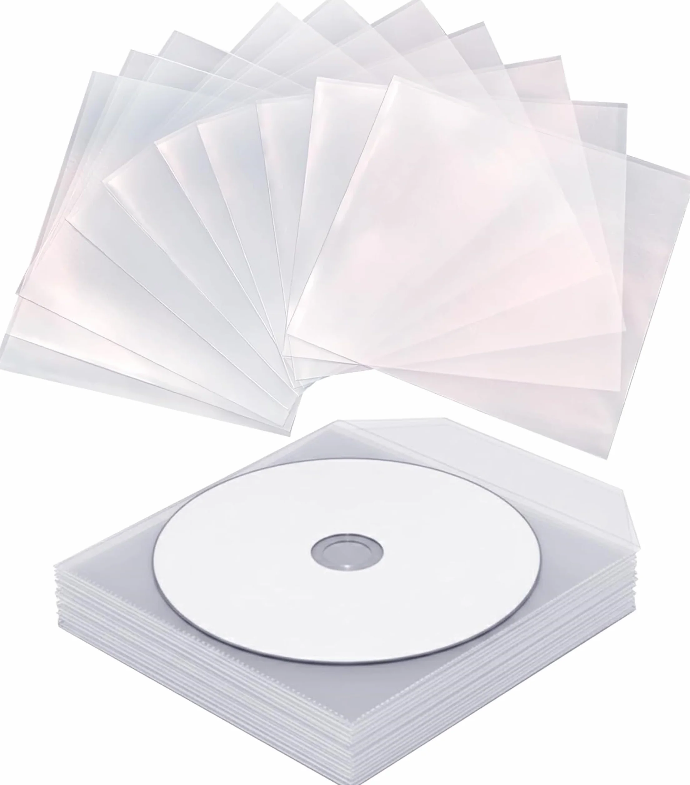 100X Custodie CD Dvd Bluray | Bustine Buste Trasparenti, PVC | Aletta di Chiusura, Protezione Dischi, visibilità Etichette | Conservazione Dischi Senza Polvere