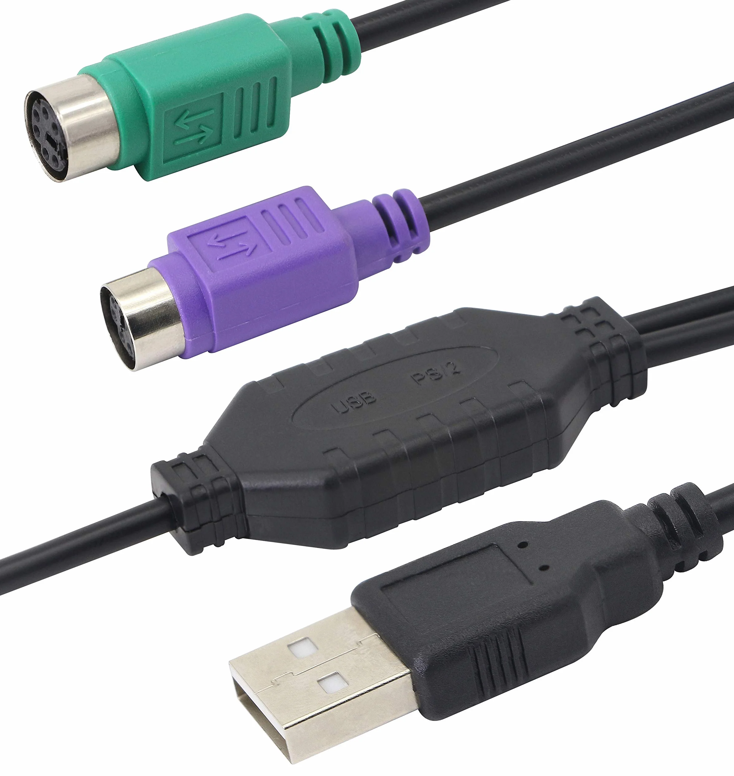 HONGLEI USB cavo a PS2 spina attiva doppio PS2 adattatore per tastiera e mouse - nero