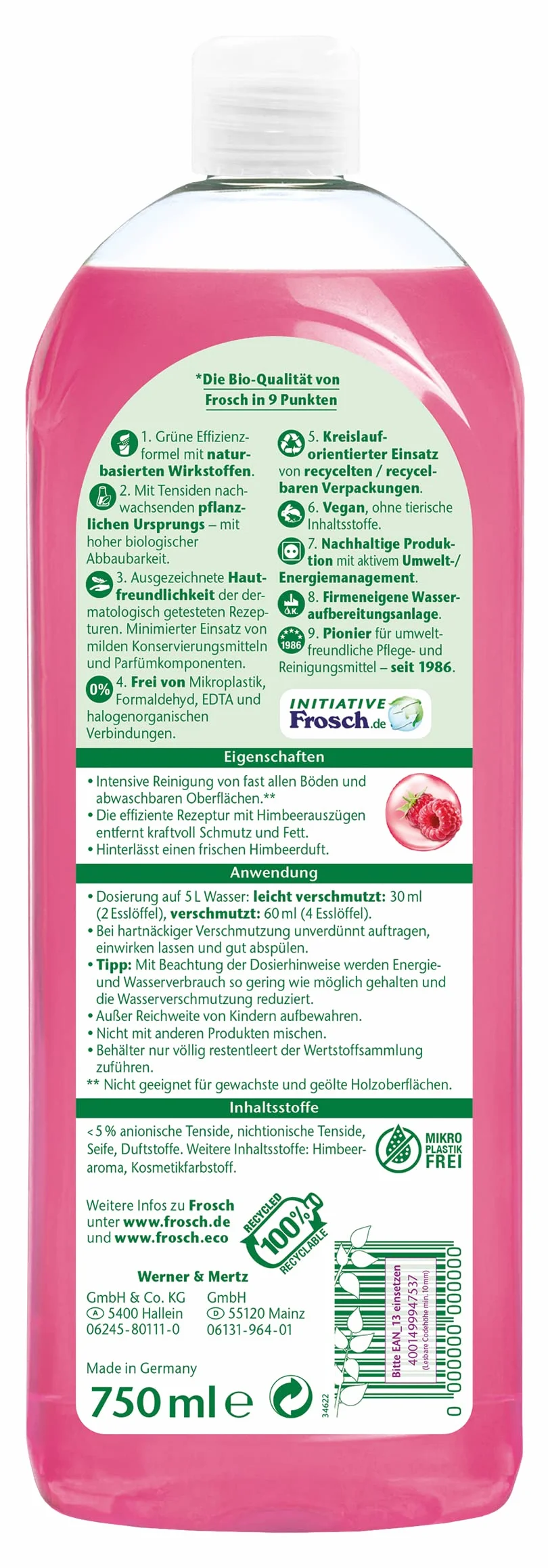 Frosch Lampone Detergente universale 750 ml