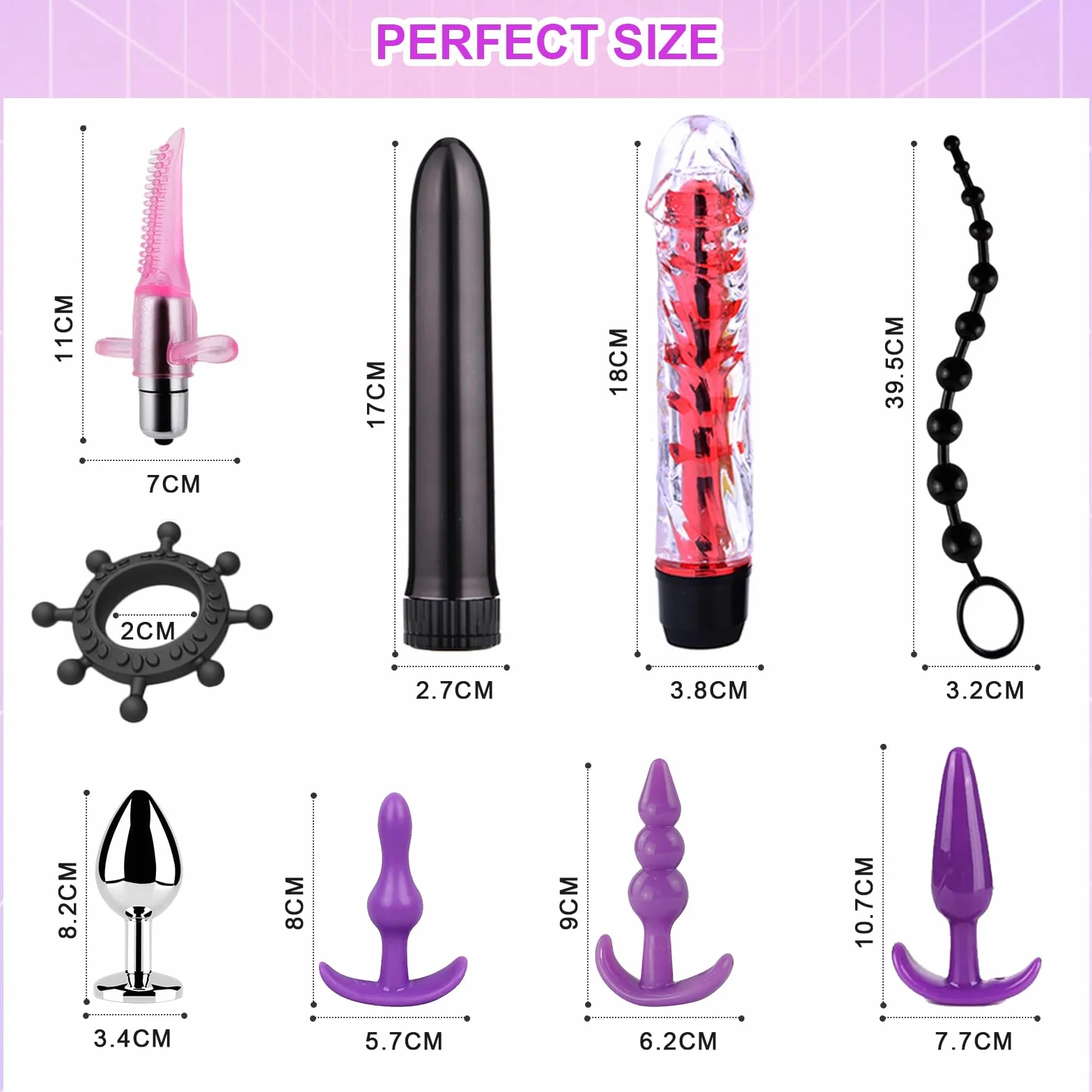 Coppia Boňdage Set 26 Pezzi Giocattoli Sessuali con Manette Regolabili Cavigliere Frusta Maschera Occhi Bacchetta Piume Vibratore Viola