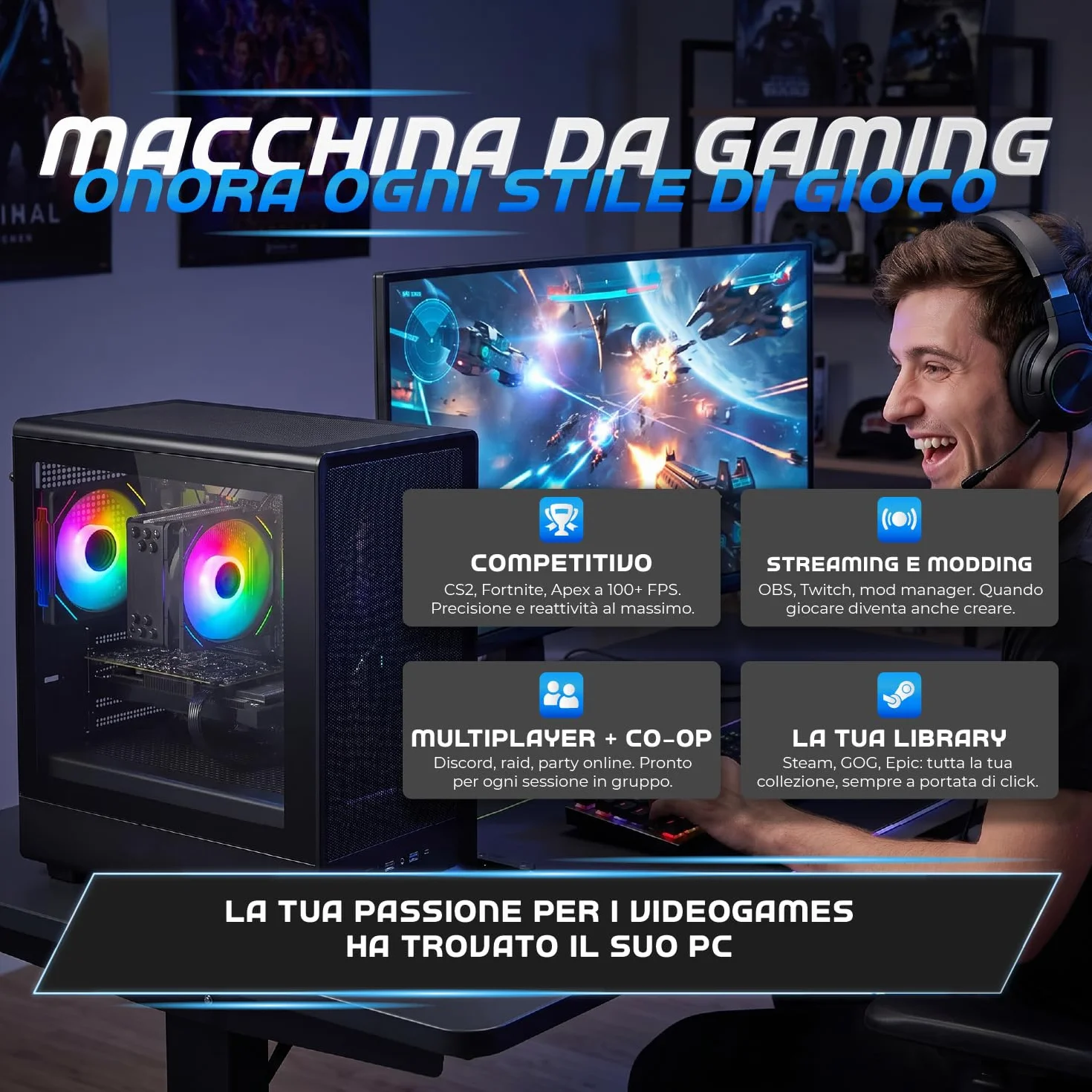 Nuwo PC Gaming Fisso i7 fino a 4GHz | 32GB RAM | SSD 1TB | GTX 1050 Ti 4GB | Windows 11 Pro Preinstallato | Computer Desktop Gaming | WiFi Ready | Crow
