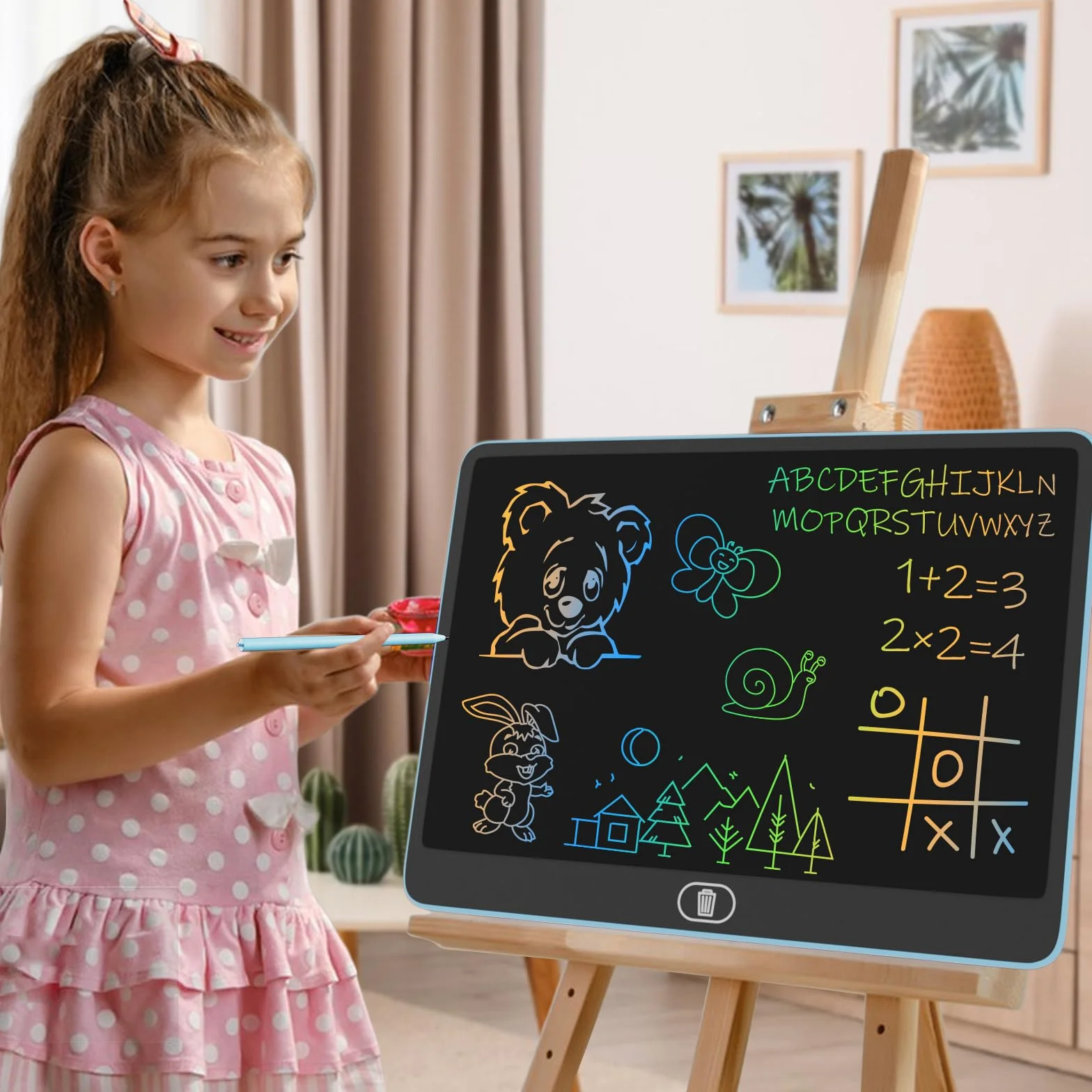 Lavagna da disegno LCD colorata 16 pollici blocco cancellazione giocattolo regalo bambini adulti blu