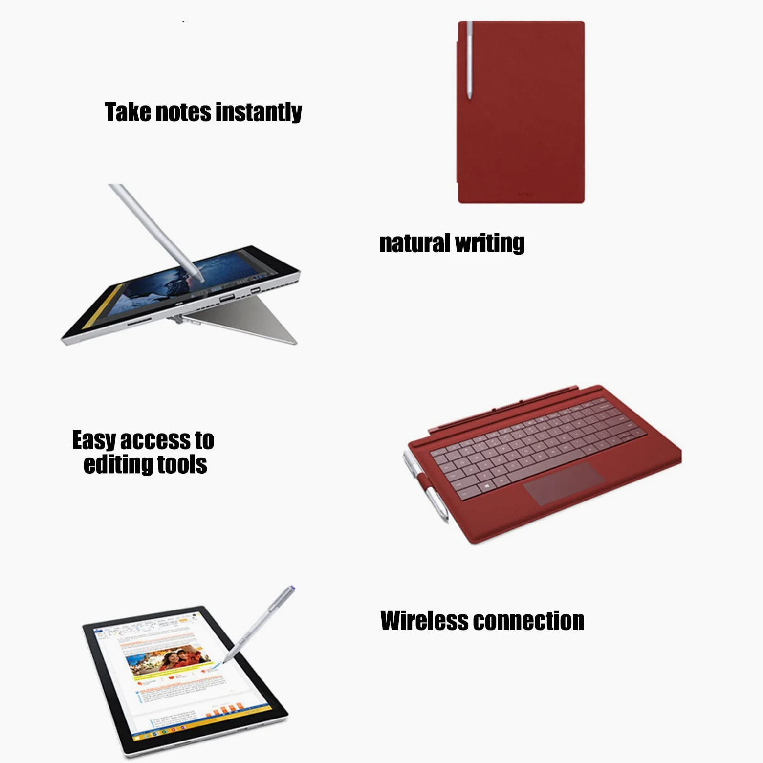 Zunate Penna Stilo, 256 Livelli di Sensibilità alla Pressione Bluetooth Penne Stilo Wireless per Touch Screen, Penna Digitale Elegante Penna Stilo per Tablet, per Pro6 5 4 3 Go Book
