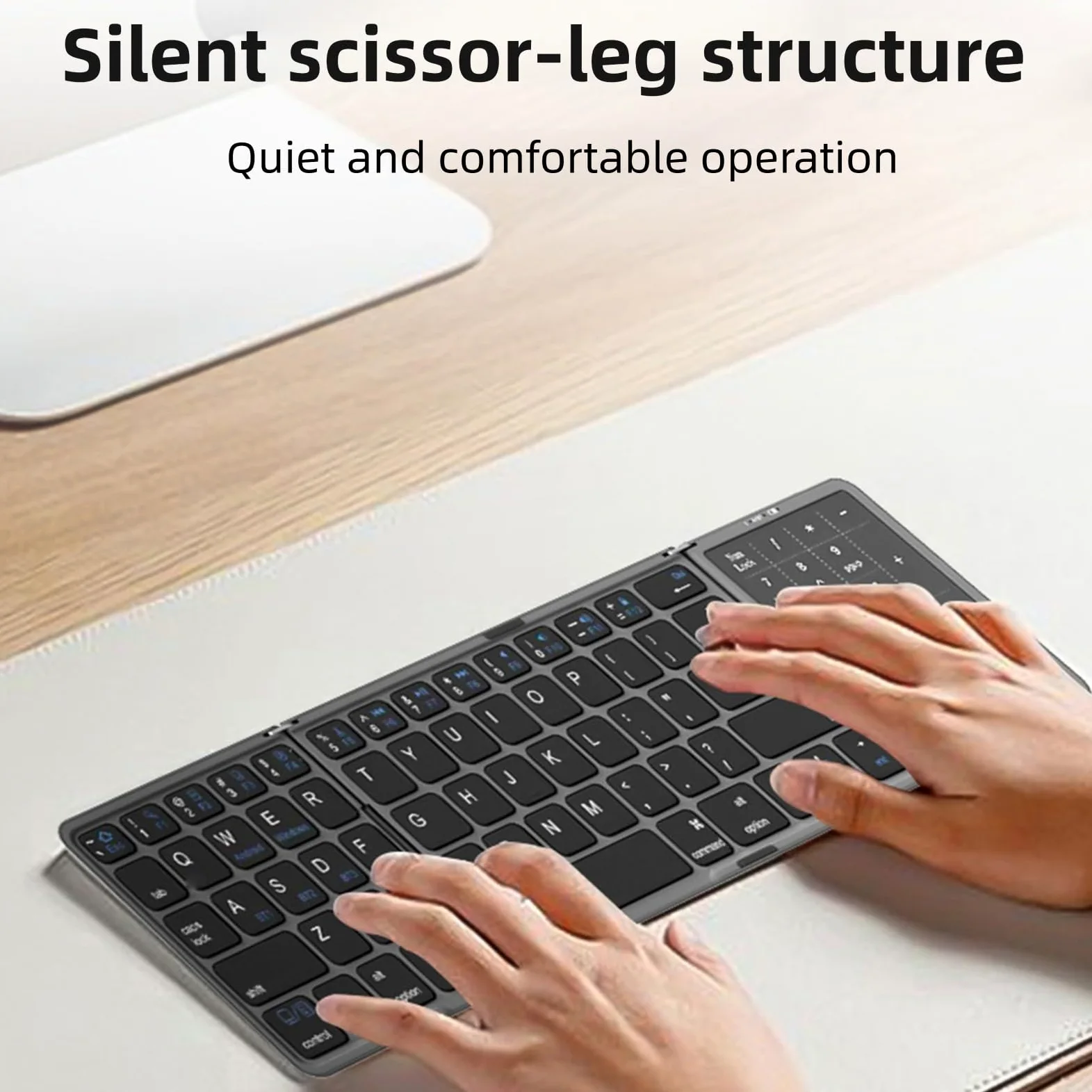 Tastiera Bluetooth Pieghevole con Touchpad, Tastiera Wireless Portatile Ripiegabile con Sincronizzazione Multidispositivo per Telefono, Tablet, Laptop (BLACK)