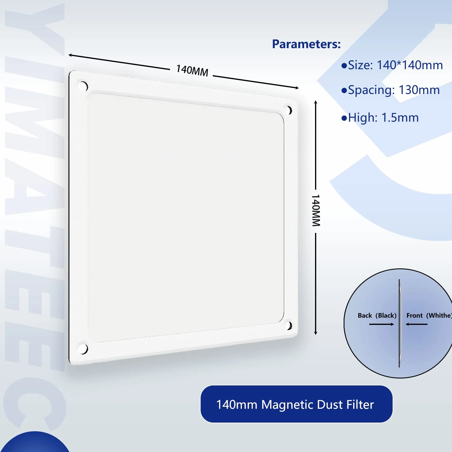 Filtro Antipolvere Magnetico 140mm per PC - Griglia a Rete per Ventola di Raffreddamento Computer Case (Nylon, 140*140mm, 2 Pezzi, Bianco)