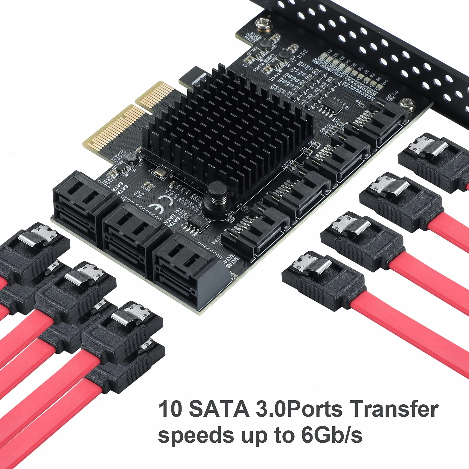 PCIE 4 schede SATA a 10 porte, SATA3.0 HDD 6G, controller PCI-E 3.0, avvio disco rigido di sistema con 10 cavi SATA e chip ASM1166+JMB75.