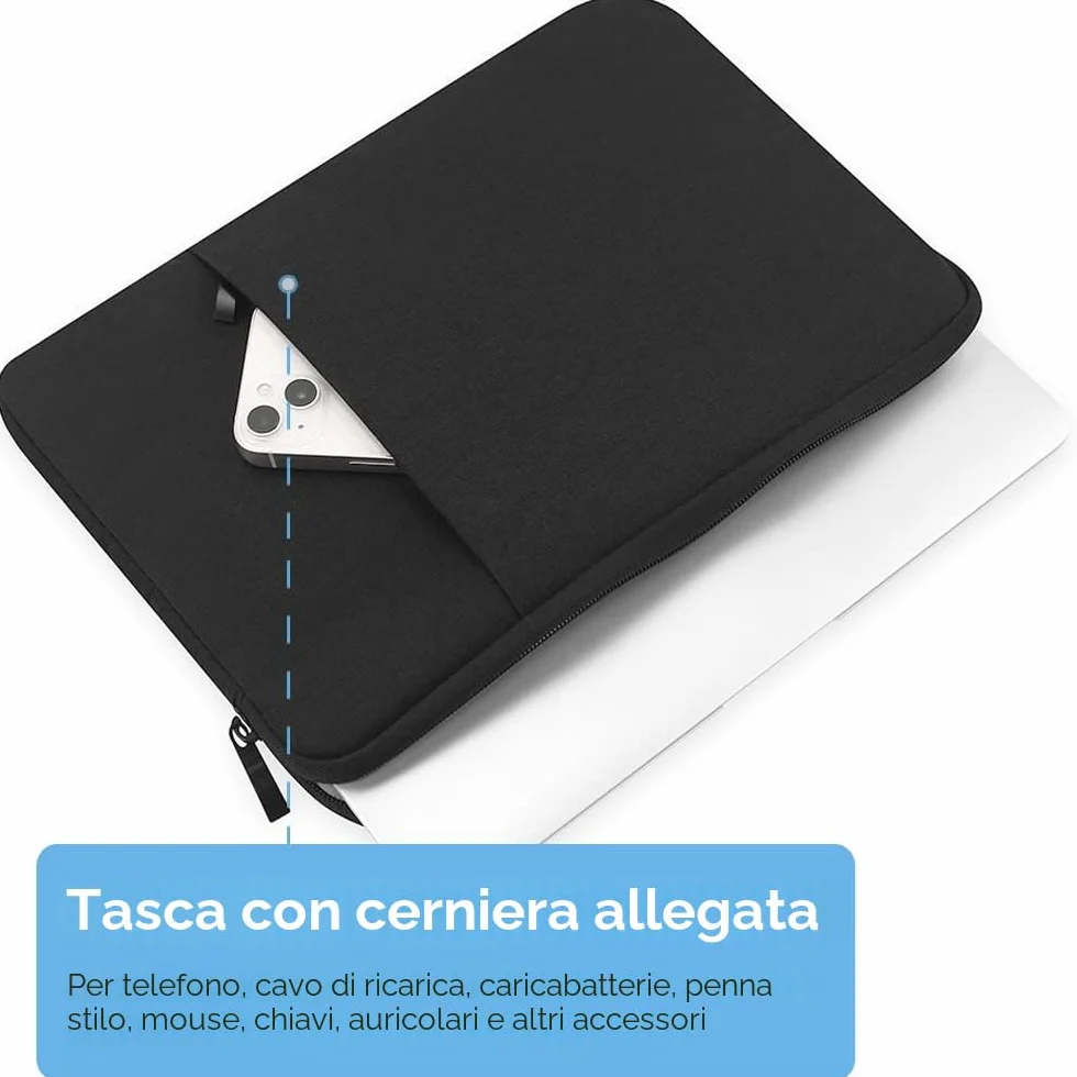 ProElife Custodia per Laptop da 15 Pollici per MacBook Air 15" (2026-2023) con Chip M5/M4/M3/M2 - A3448/A3241/A3114/ A2941 - Idrorepellente Borsa Protettiva in Poliestere da Viaggio (Nero)