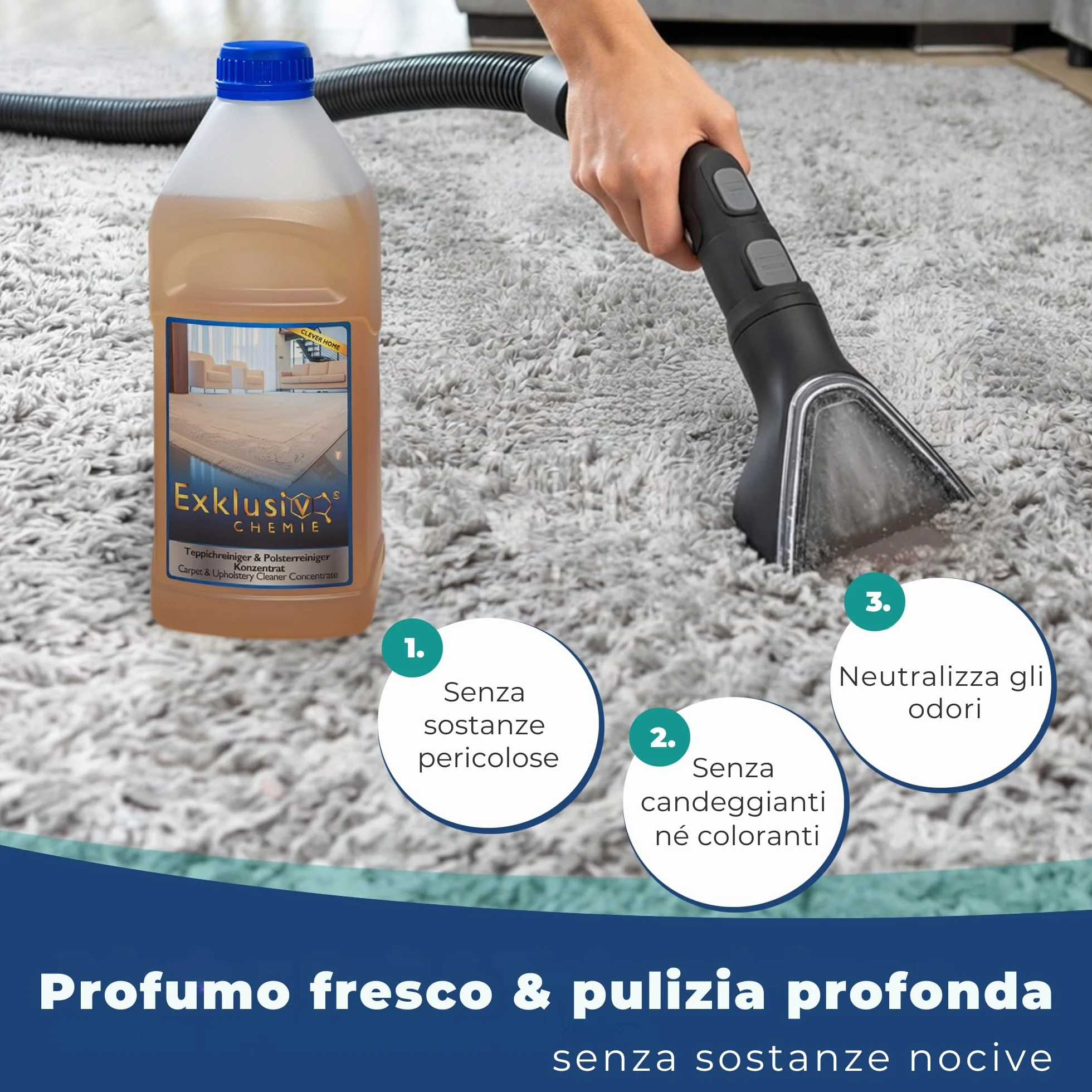 Exklusiv Chemie Detergente concentrato per tappeti 1L per aspirapolvere lavanti