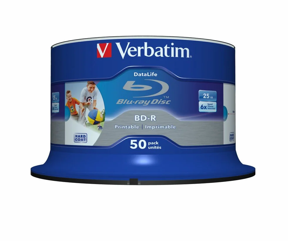 BD-R Blu Ray 25GB Verbatim PRINTABLE stampabili 50 pezzi