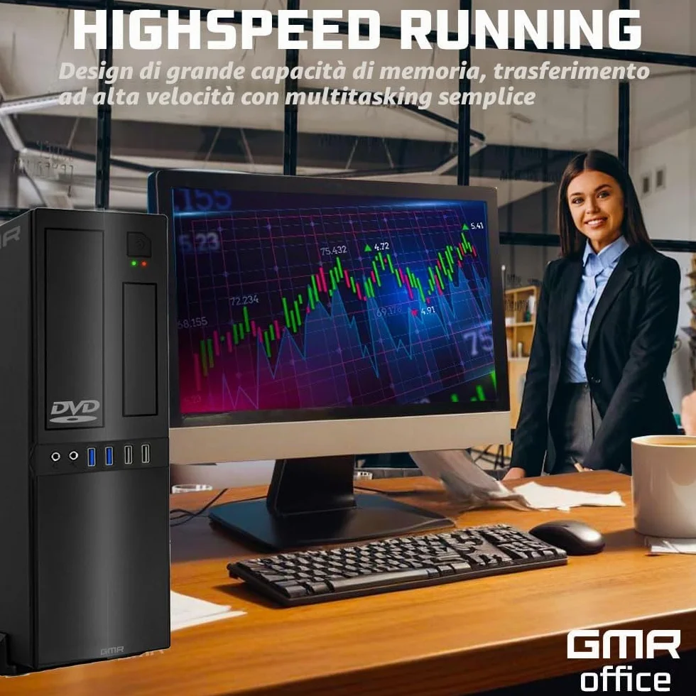GMR Ultra Slim i7 Office PC - Business Office Computer | 3 anni di garanzia | 32 GB di RAM | 1000 GB SSD | DVD±RW | USB 3 | Windows 11 Prof | Bluetooth WiFi