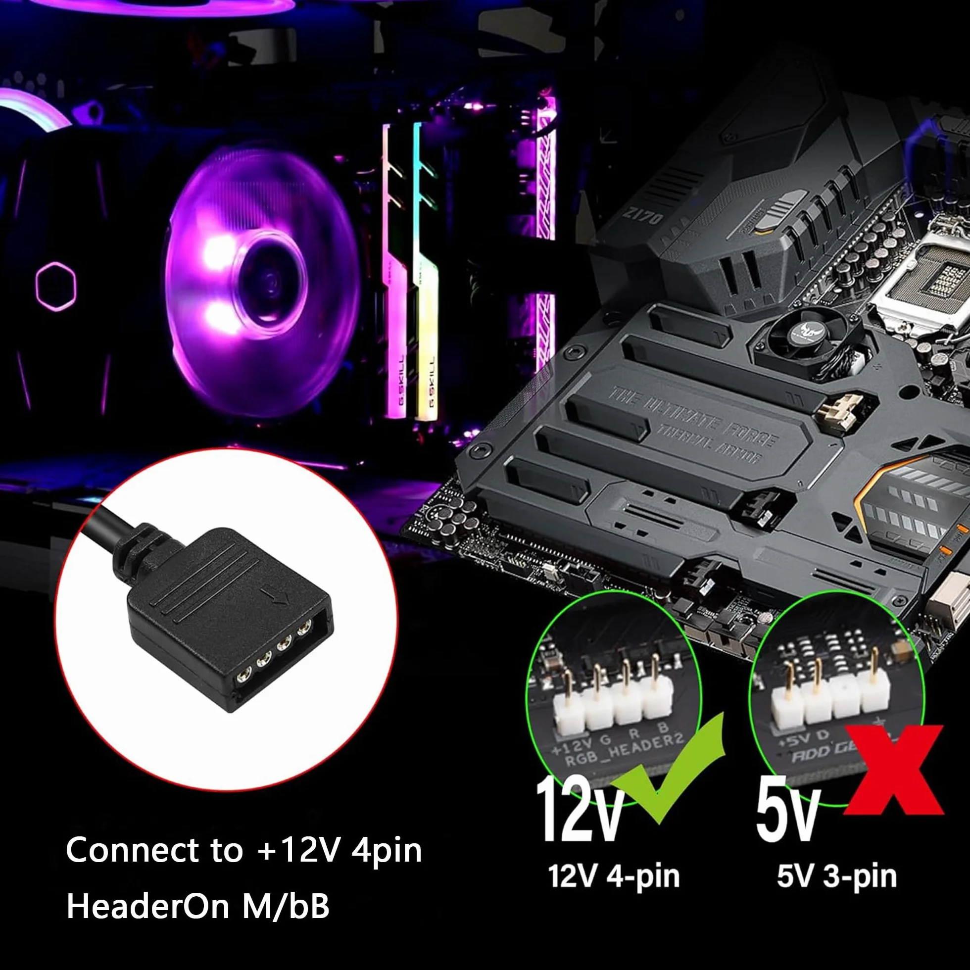 GINTOOYUN Cavo di Prolunga RGB a 4 Pin, 12 V, SM, ARGB, Adattatore per Computer Fan, Scheda Madre, Strisce LED (0,98 FT, 4 PCS) (Stile 1)