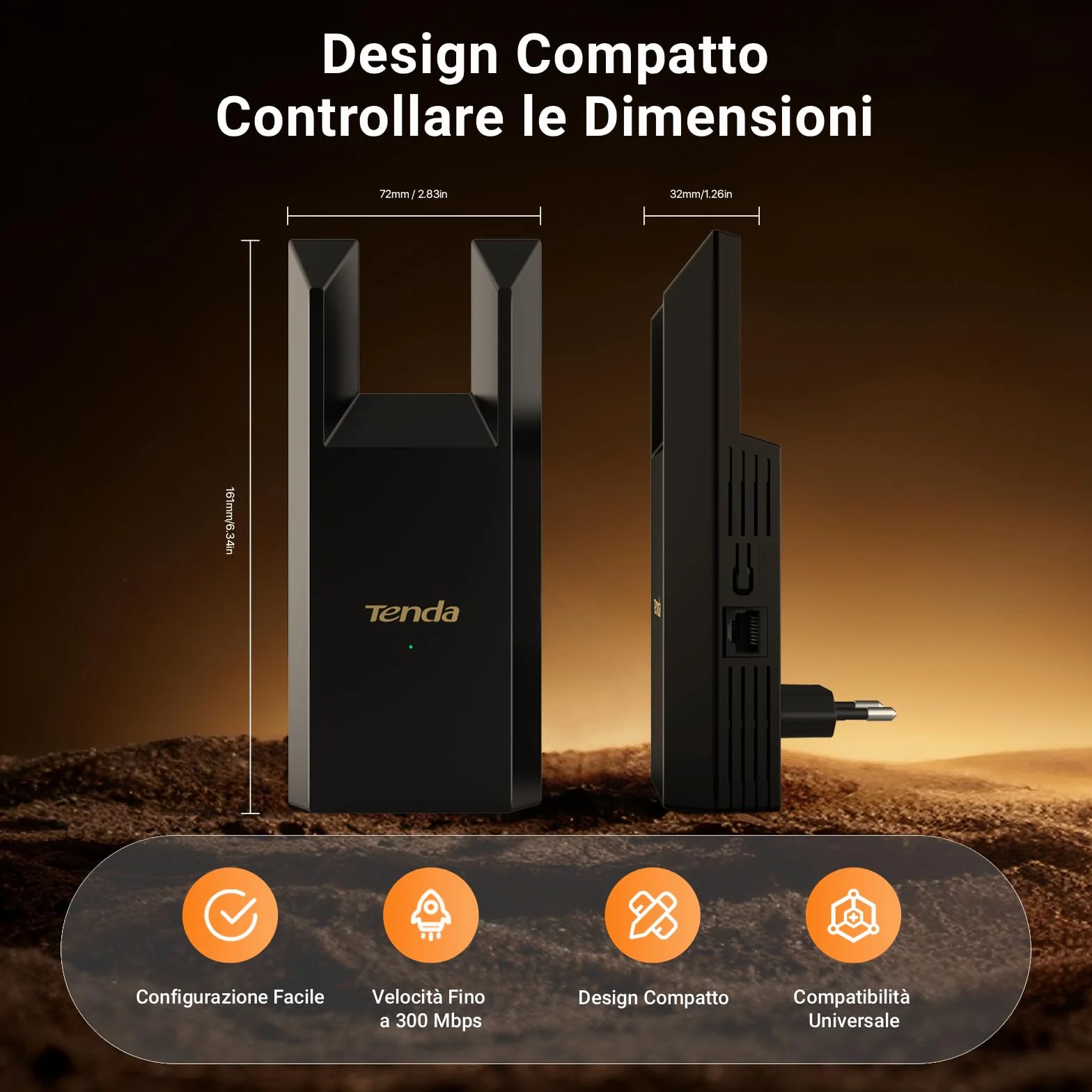 Tenda Ripetitore WiFi Extender e Access Point, Velocità Single Band 300Mbps, Porta Ethernet, Copertura fino a 120 m², Compatibile con i principali modem router WiFi, Nero(R10)