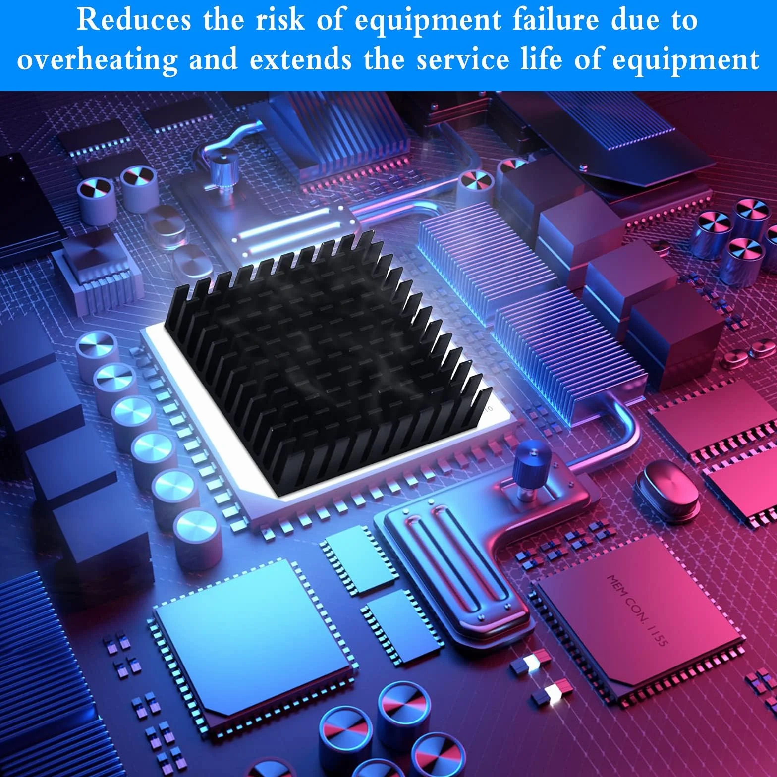 8 Pezzi Dissipatore di Calore in Alluminio 40mm x 40mm x 11mm Radiatore con alette di raffreddamento in alluminio dissipatore di calore per PC CPU Chips Vram -con Adesivo, Nero