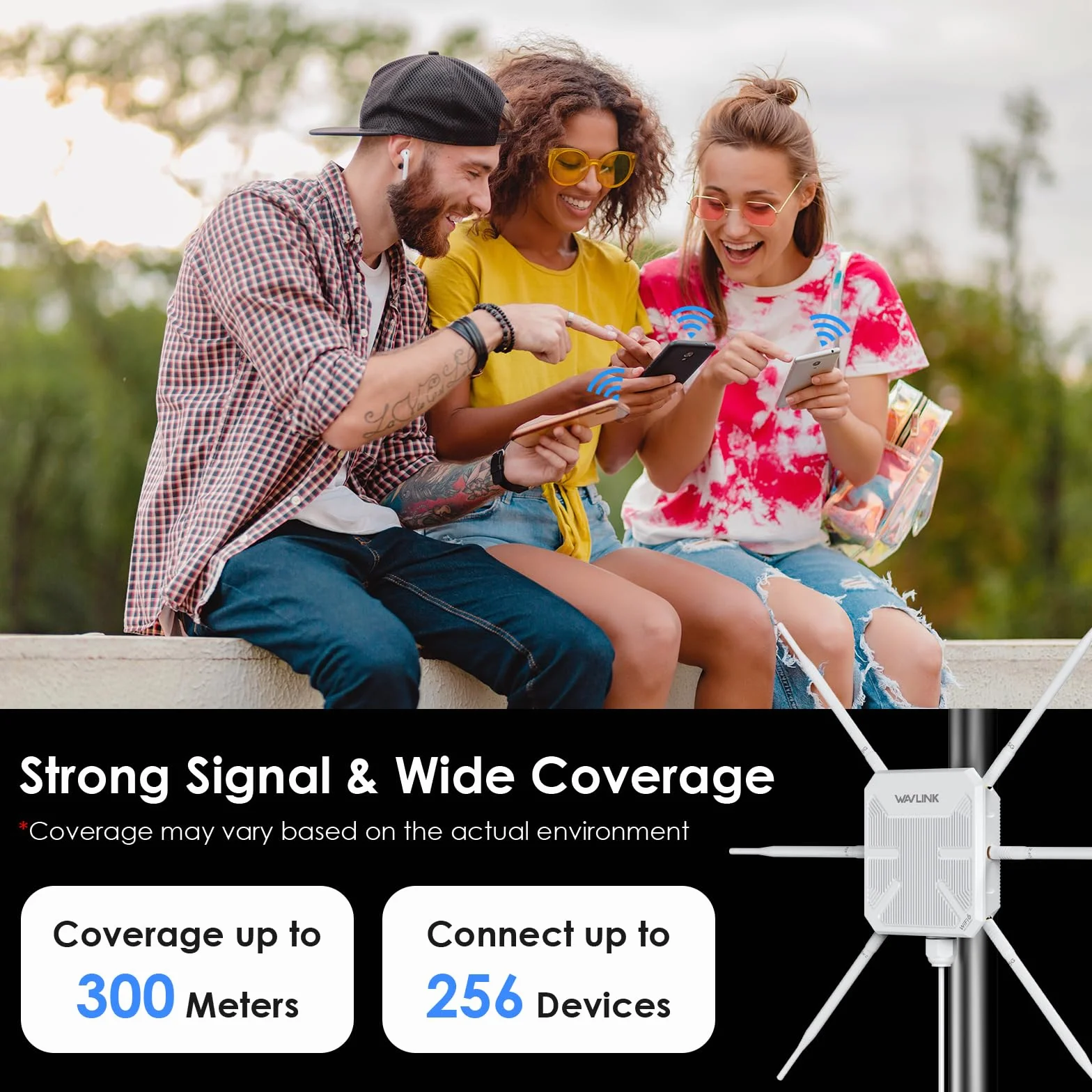 Ripetitore WiFi Esterno Potente Wavlink AX3000 WiFi 6 – Antenna 360°, Lungo Raggio, Mesh, PoE, IP67 – Ideale per Giardini, Grandi Spazi e Aree Esterne Lontane