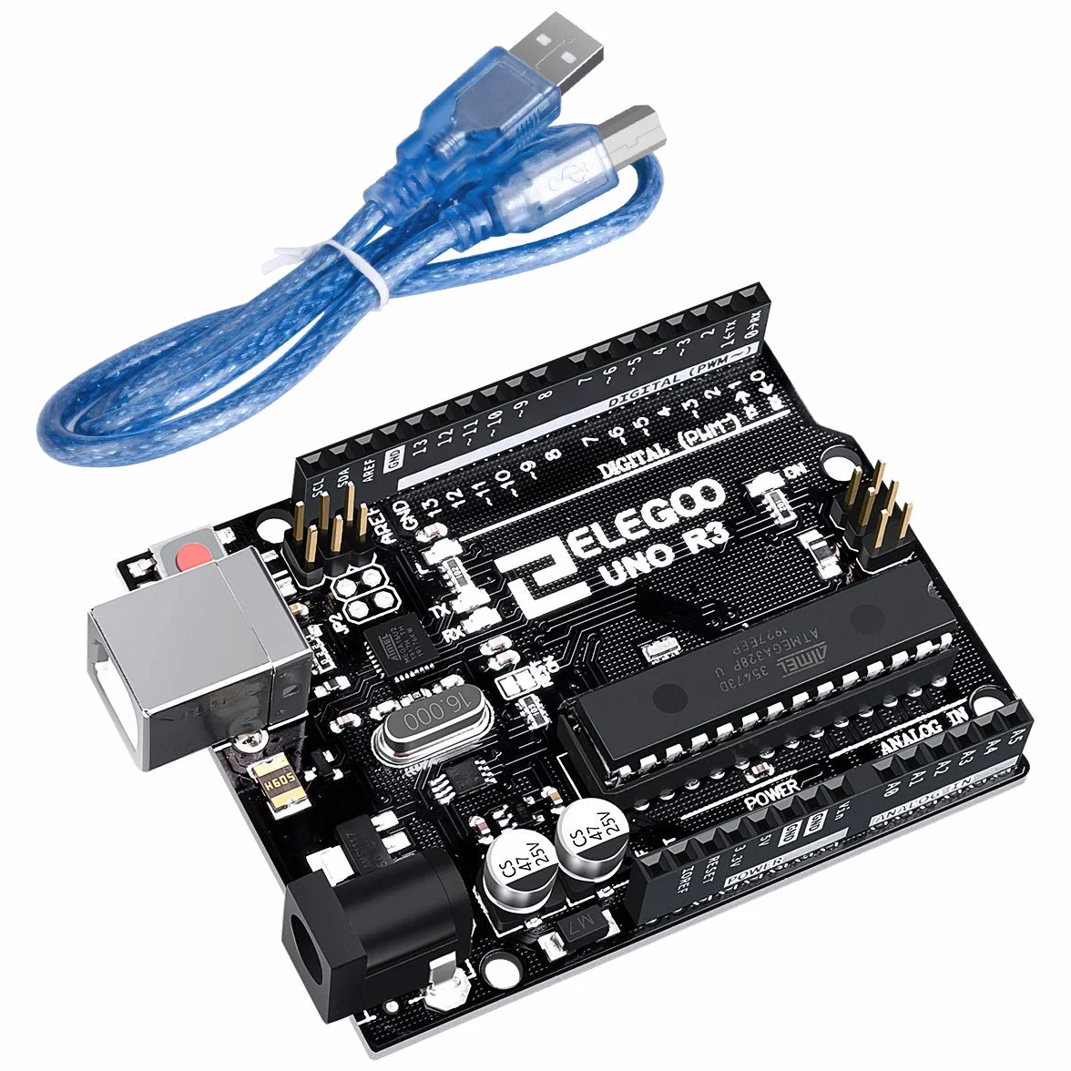 ELEGOO Uno R3 Board Scheda con Cavo USB Compatibile con progetti Arduino IDE Conforme alla direttiva RoHS