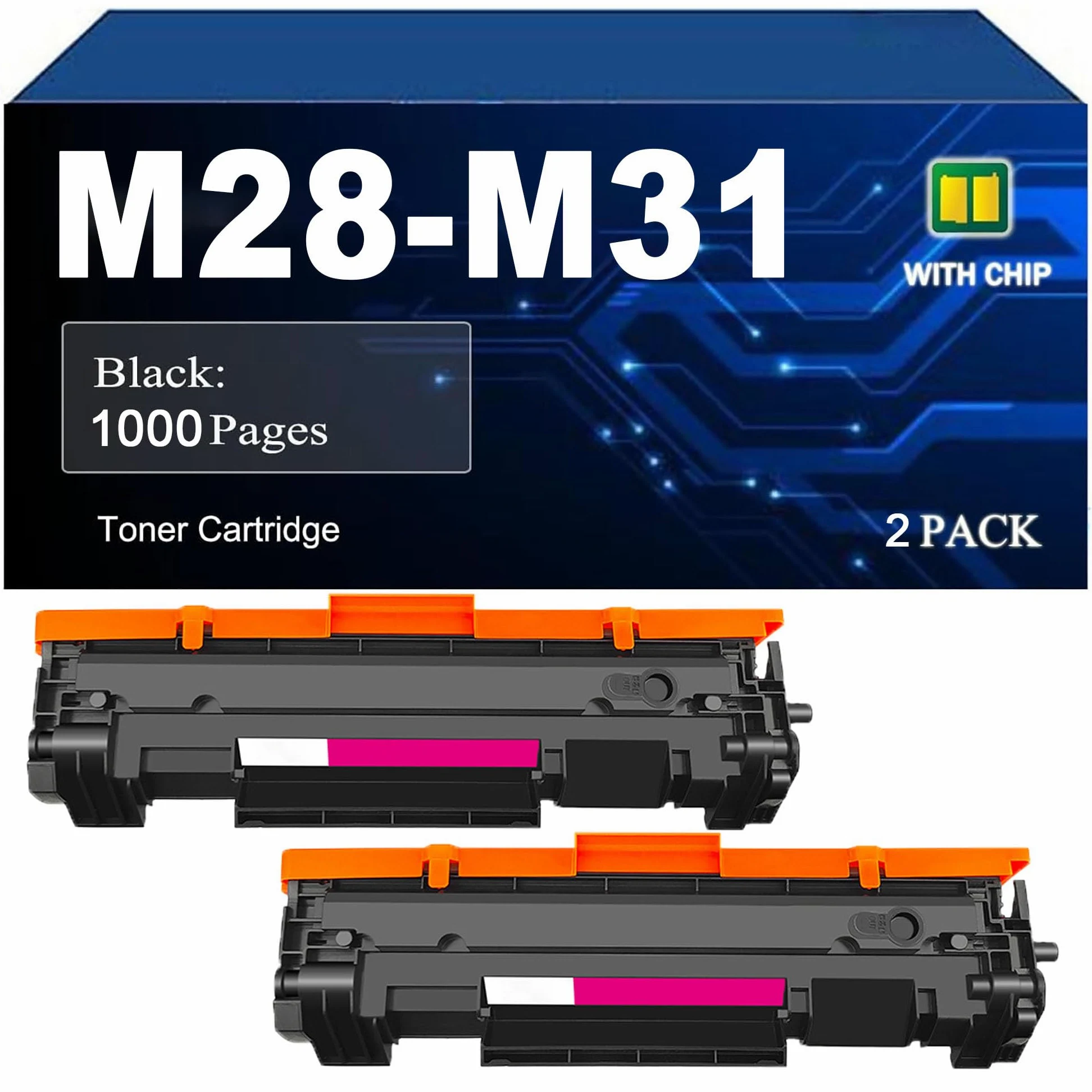 Cartuccia toner rigenerata ad alta capacità M28-M31, di ricambio per stampanti e fotocopiatrici laser per HP Laserjet Pro M15w/15a/MFP M28w/M28a/M31w, con chip, 1000 pagine,Black-2pcs