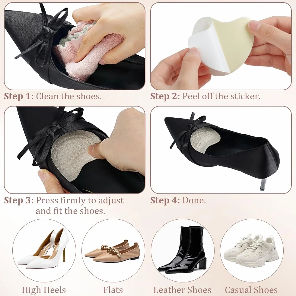 Cuscinetti Metatarsali Adesivi Memory Foam Antiscivolo Alleviare Dolore Piedi, 2 Paia